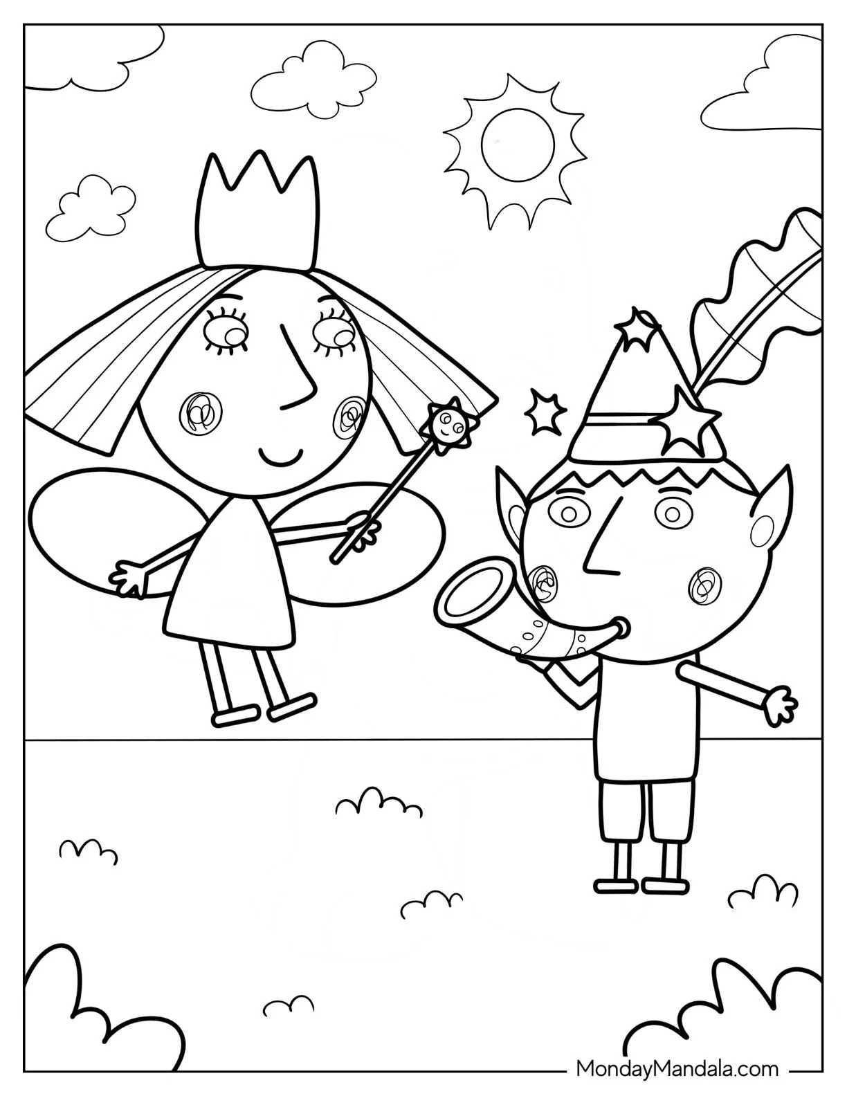 Kawaii Ben And Holly Coloring Page For Kids coloring page