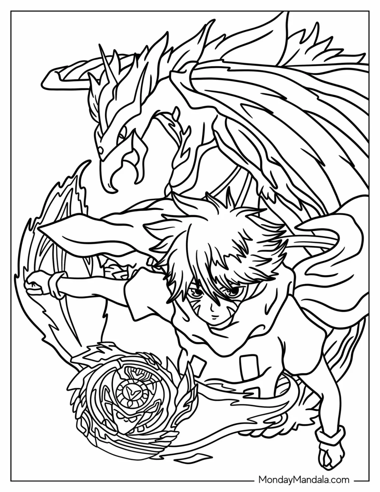 Beyblade Coloring Page Of Kai Hiwatari With Danzer coloring page — printable line art