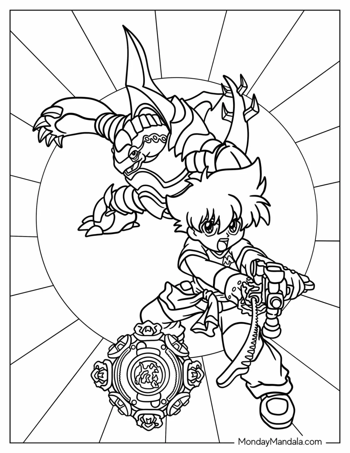 Beyblade Coloring Page Of Max Tate With Draciel coloring page