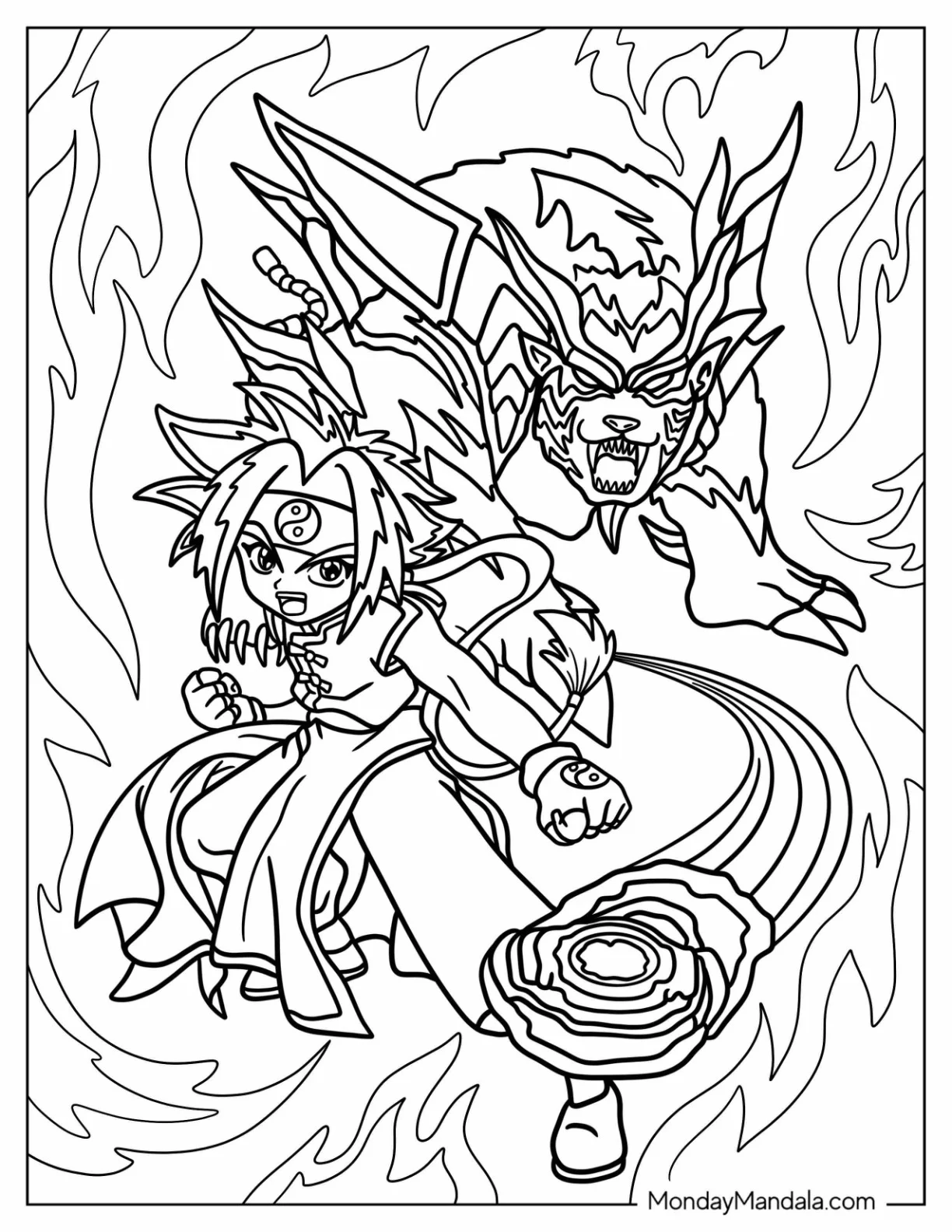 Beyblade Coloring Page Of Ray Kon With Beyblade Driger coloring page