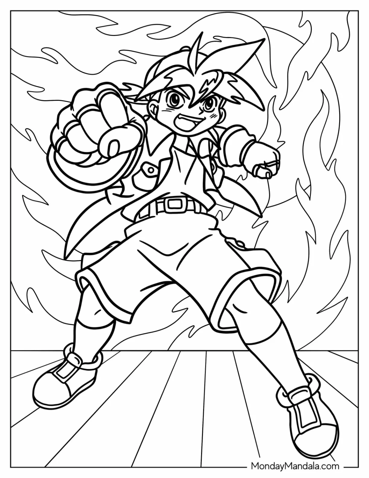Beyblade Coloring Page Of Tyson Granger Punching The Air coloring page