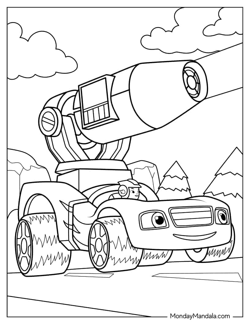 Blaze Melting Ice Balls In Arctic Race coloring page