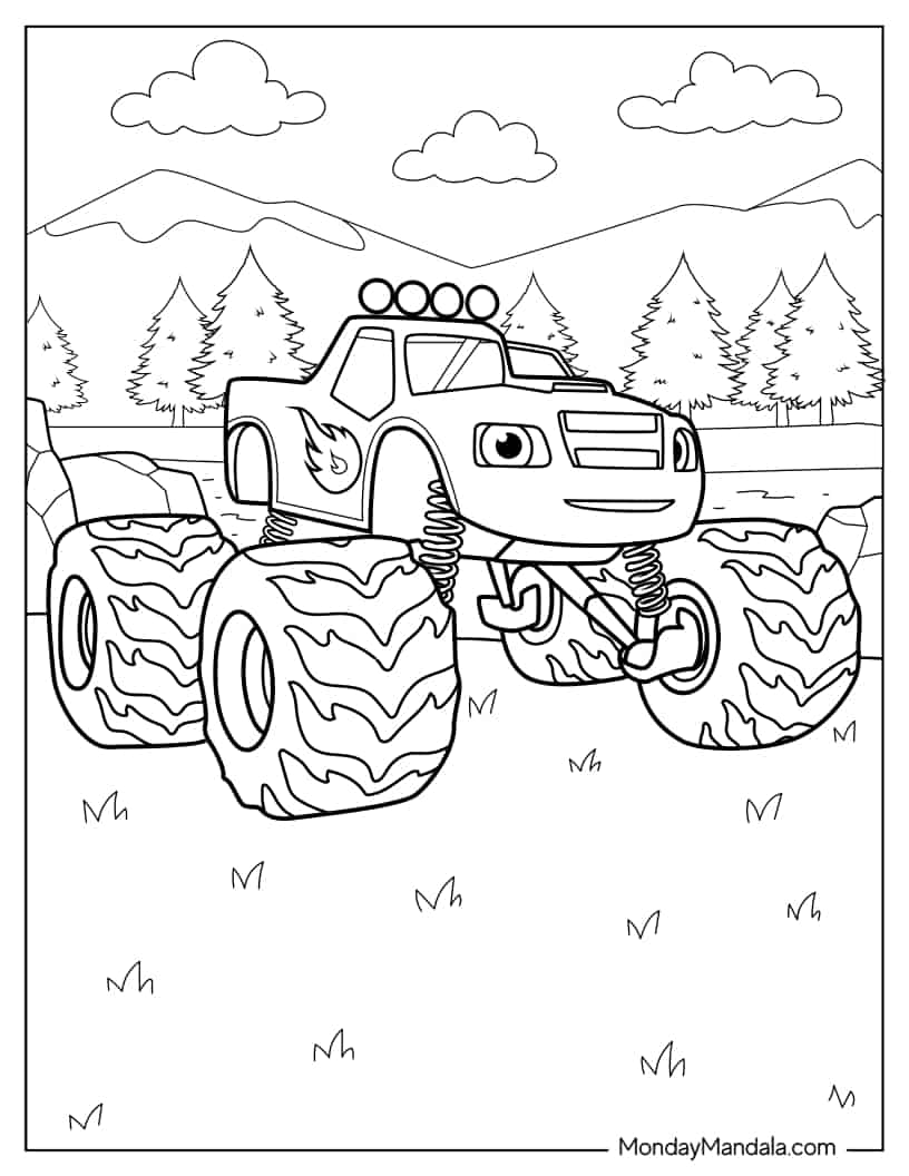 Detailed Coloring Page of Blaze the Monster Machine coloring page