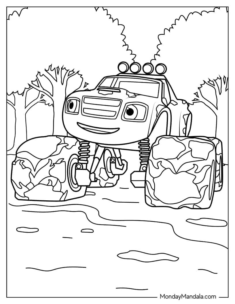 Kawaii Coloring Sheet of Blaze in the Forest coloring page