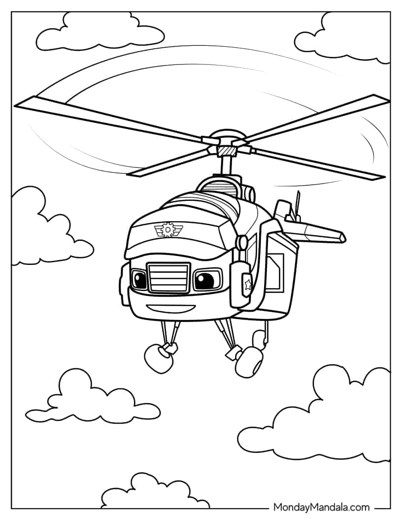 Swoops Helicopter Machine in the Air coloring page