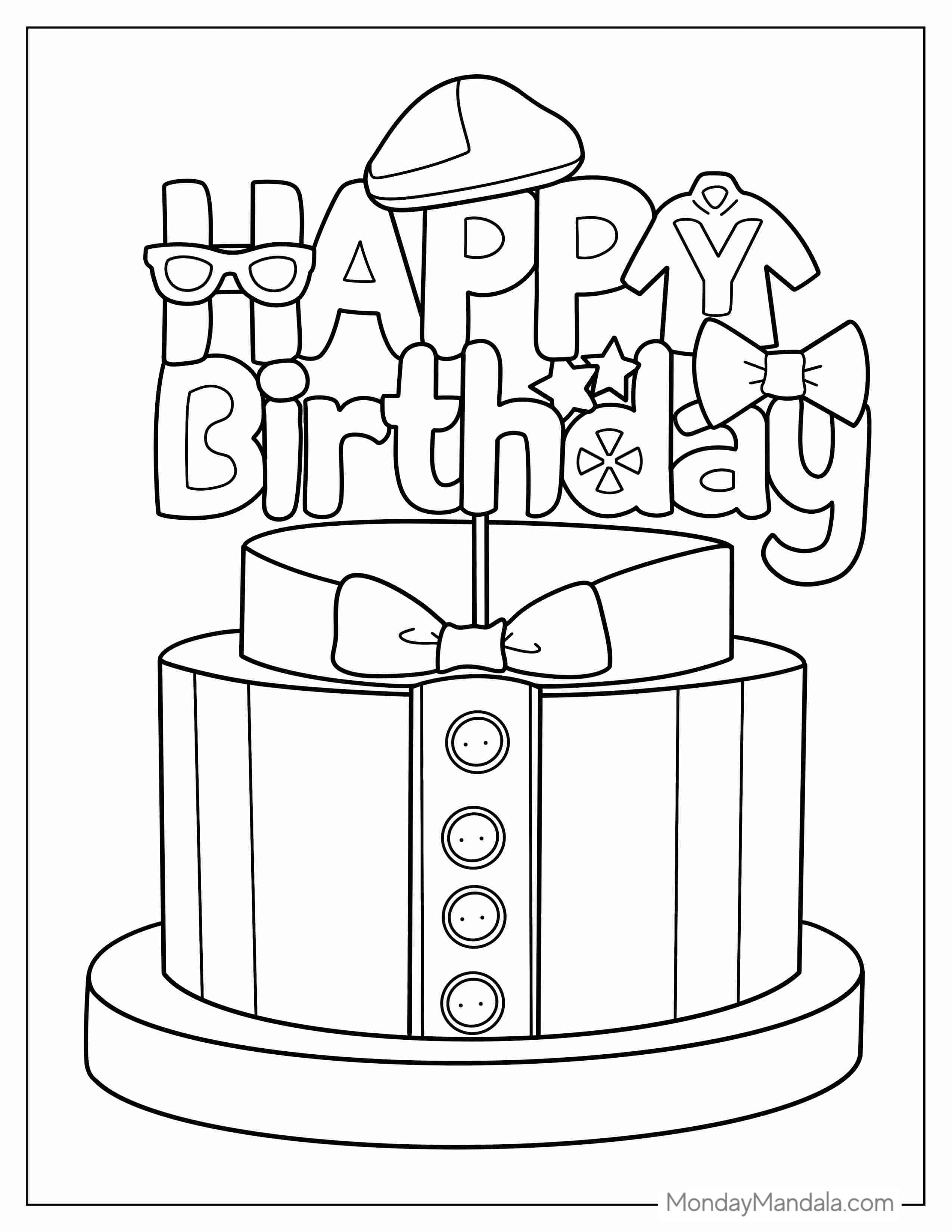 Blippi Happy Birthday Cake Coloring Page coloring page