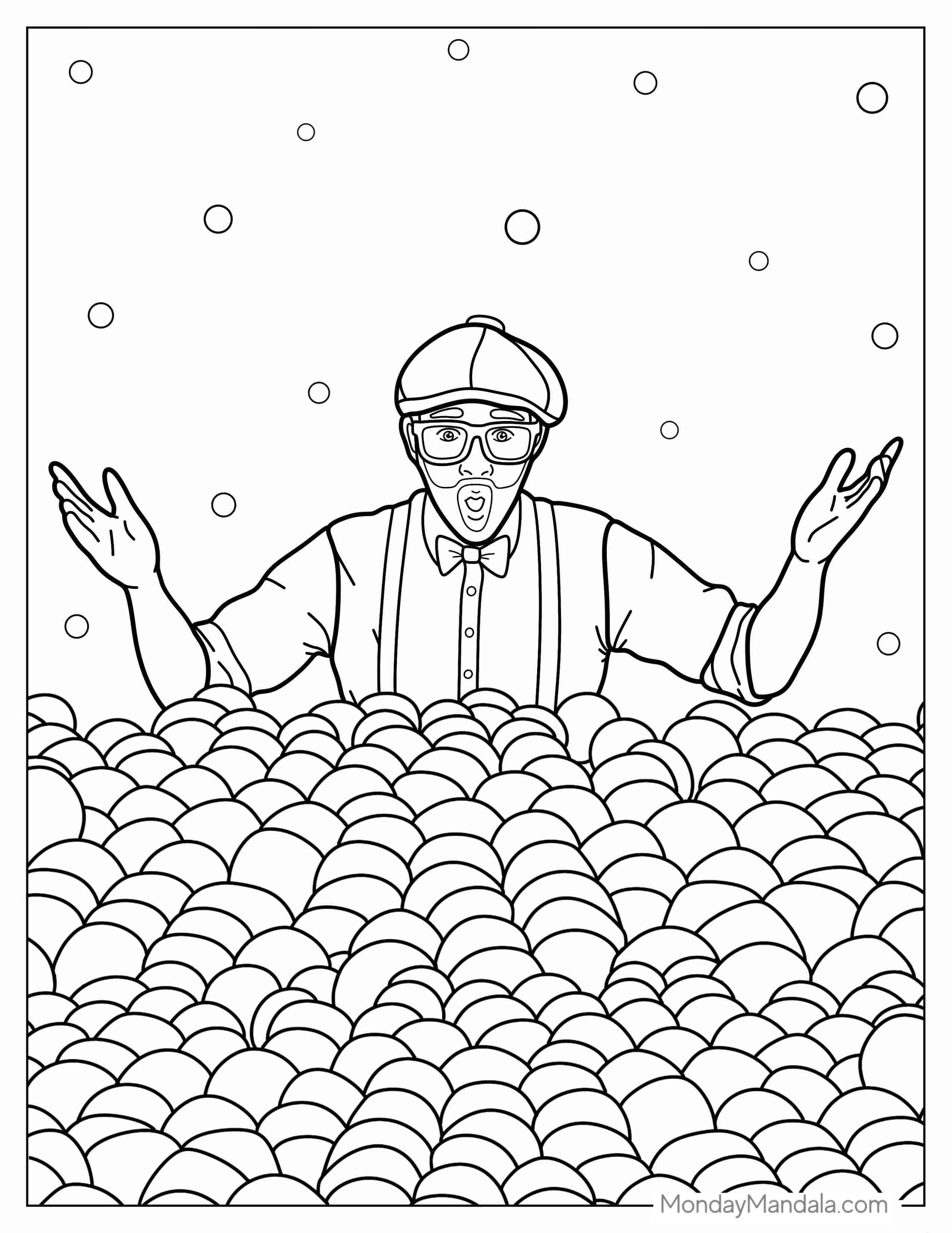 Blippi Playing In Ball Pit coloring page