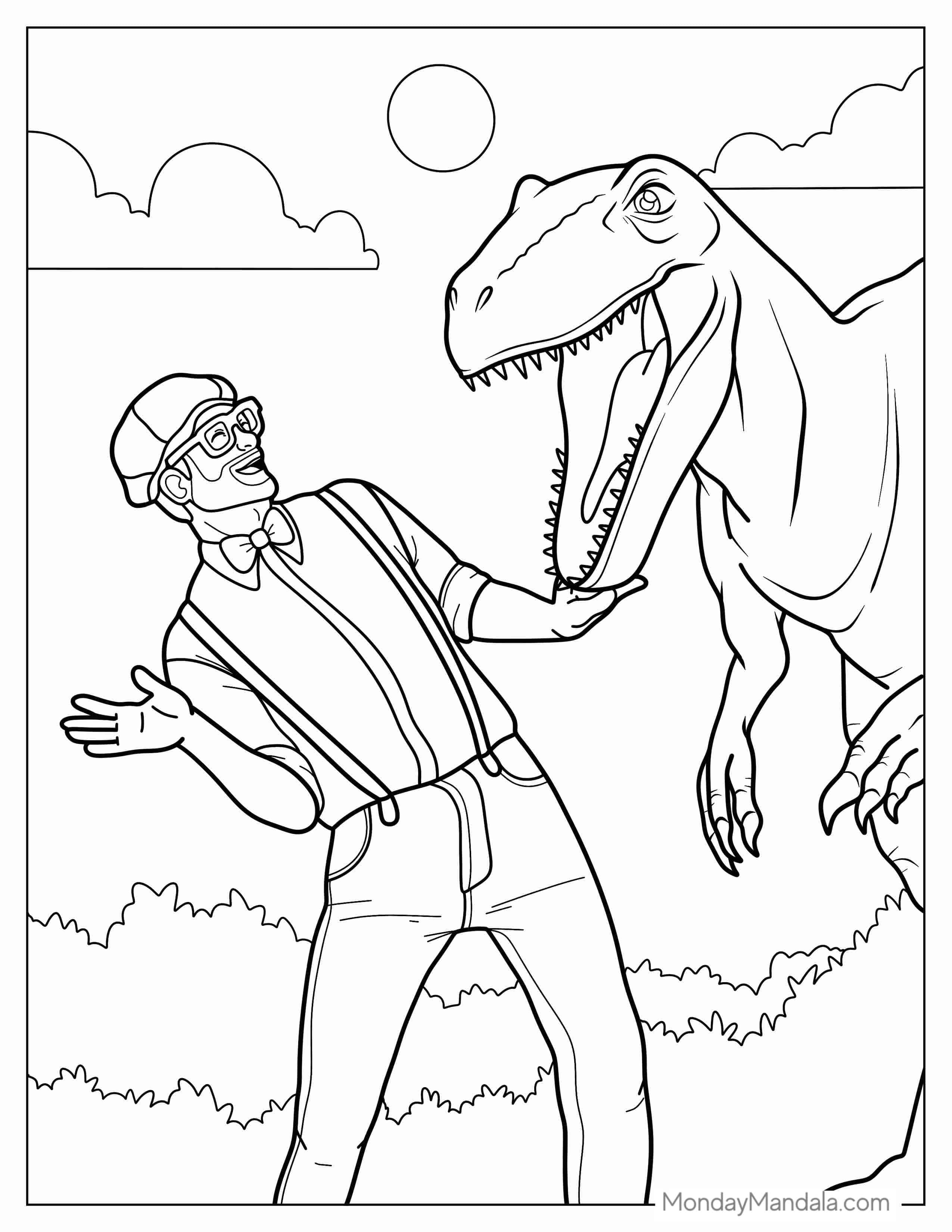 Coloring Page Of Blippi And T-Rex coloring page