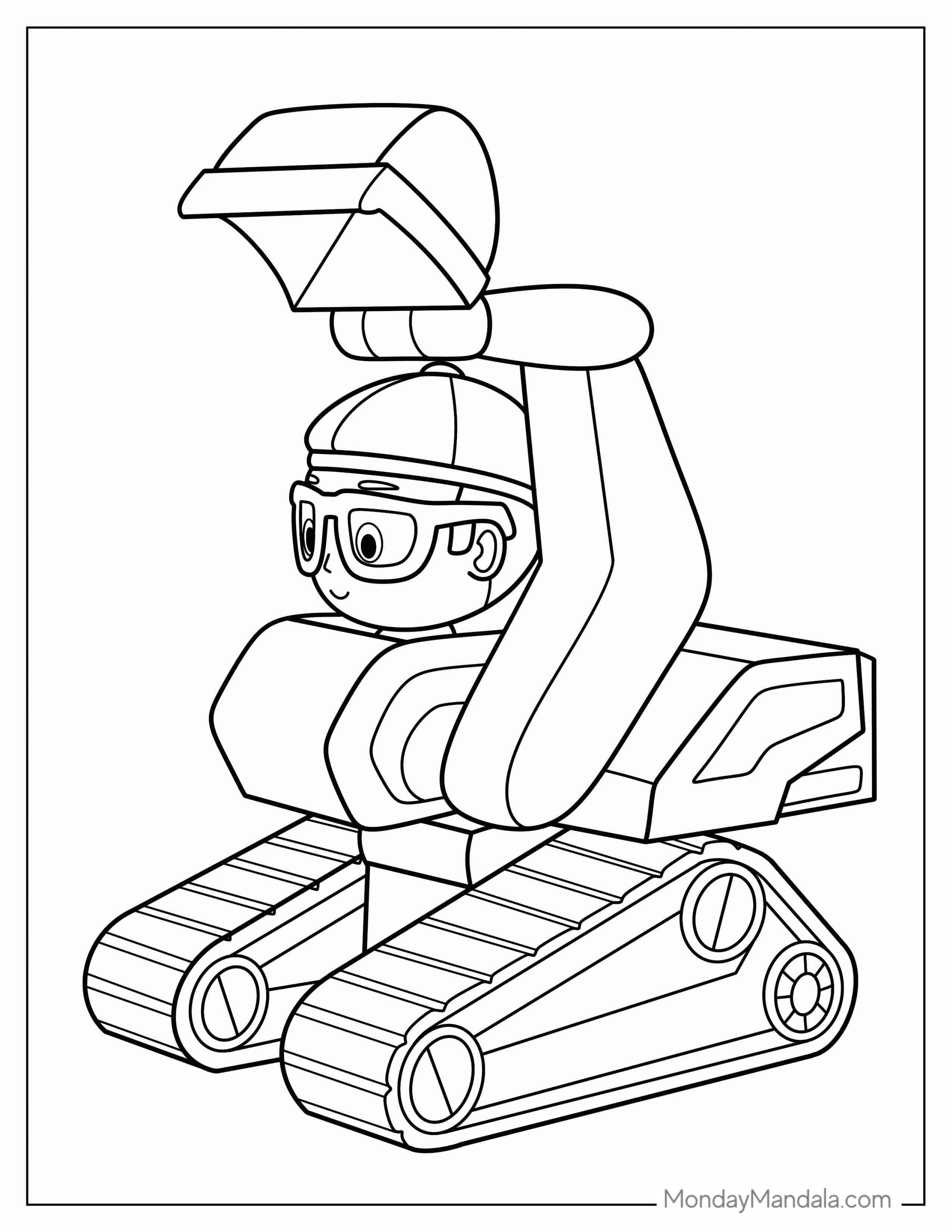 Cute Blippi Riding a Digger coloring page