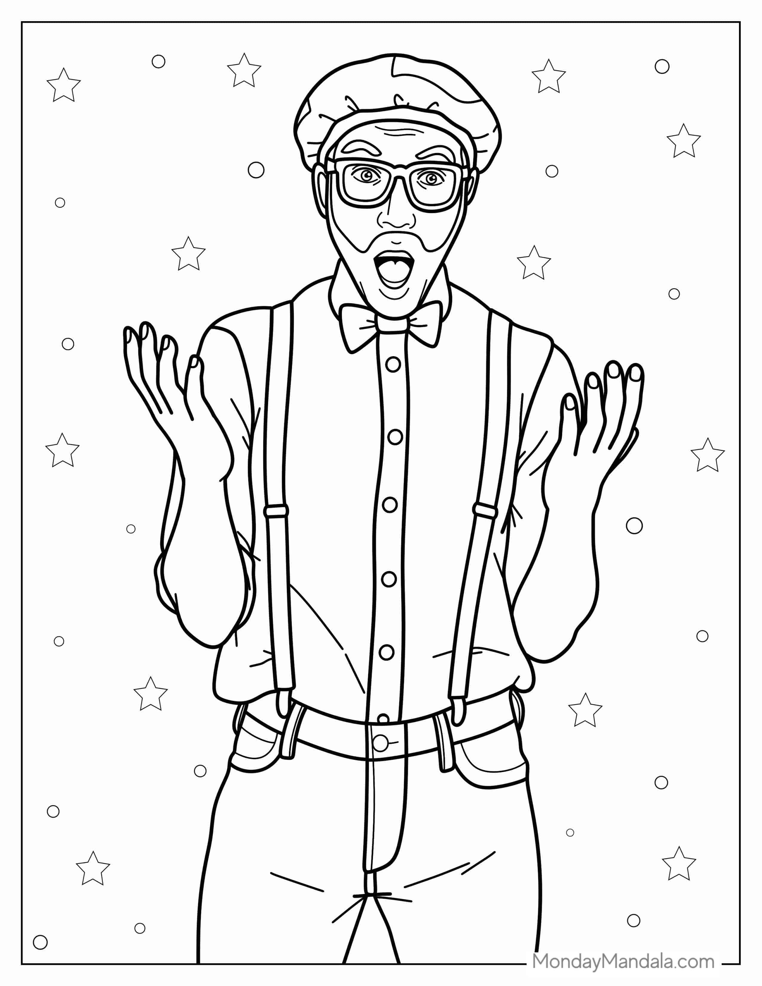 Easy To Color Blippi For Preschoolers coloring page
