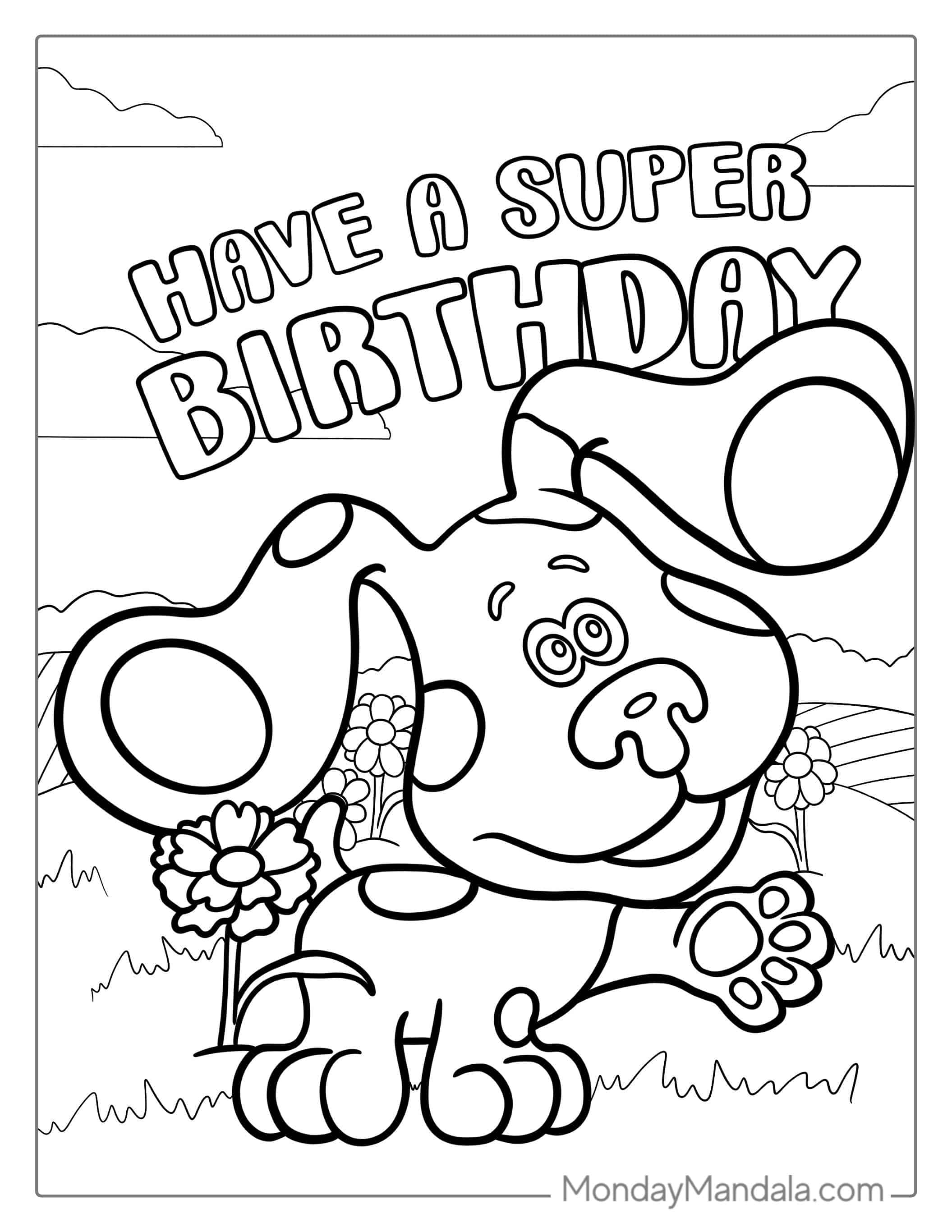 Blue_s Clues Happy Birthday Coloring Page For Parties coloring page — printable line art