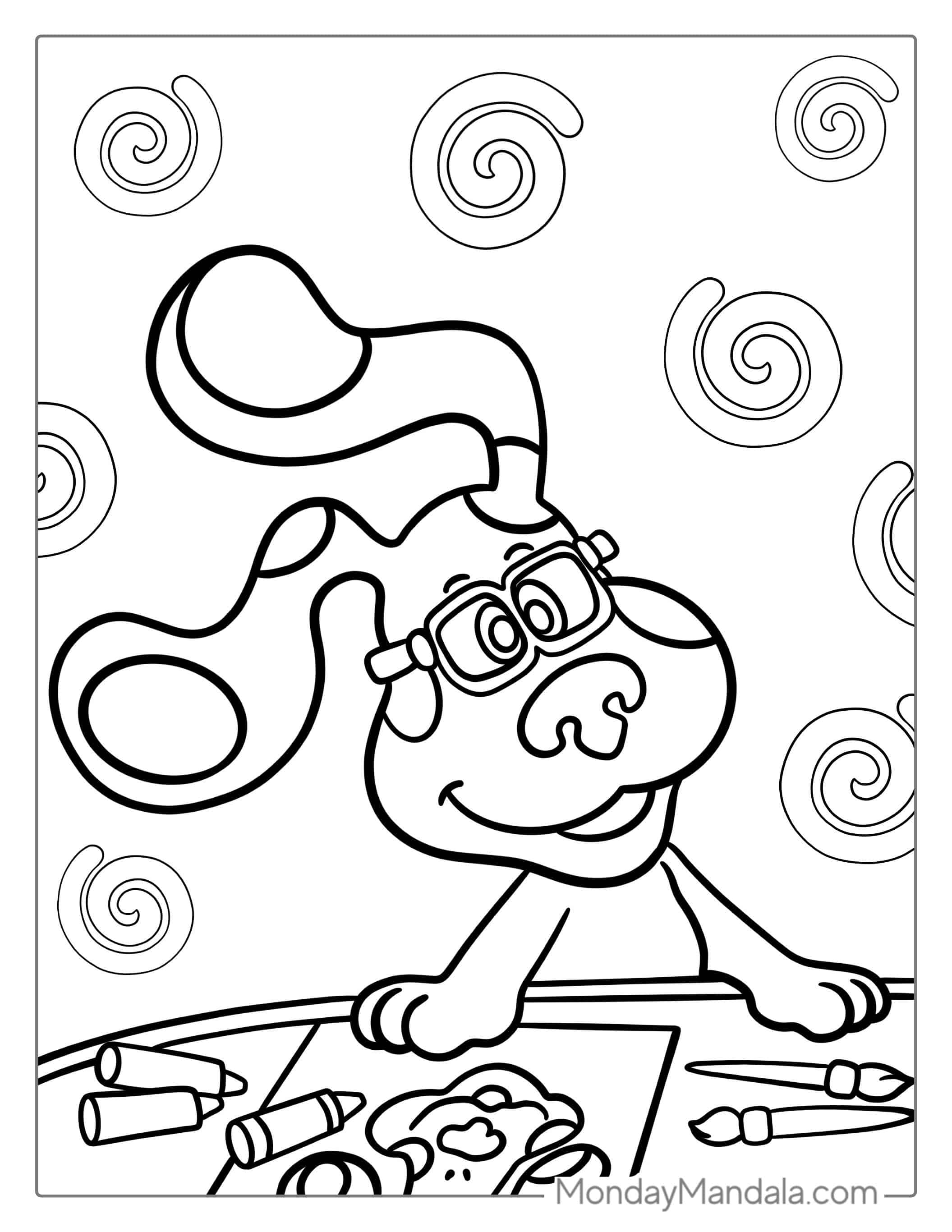 Blue_s Clues In The Classroom Learning Coloring Sheet coloring page — printable line art