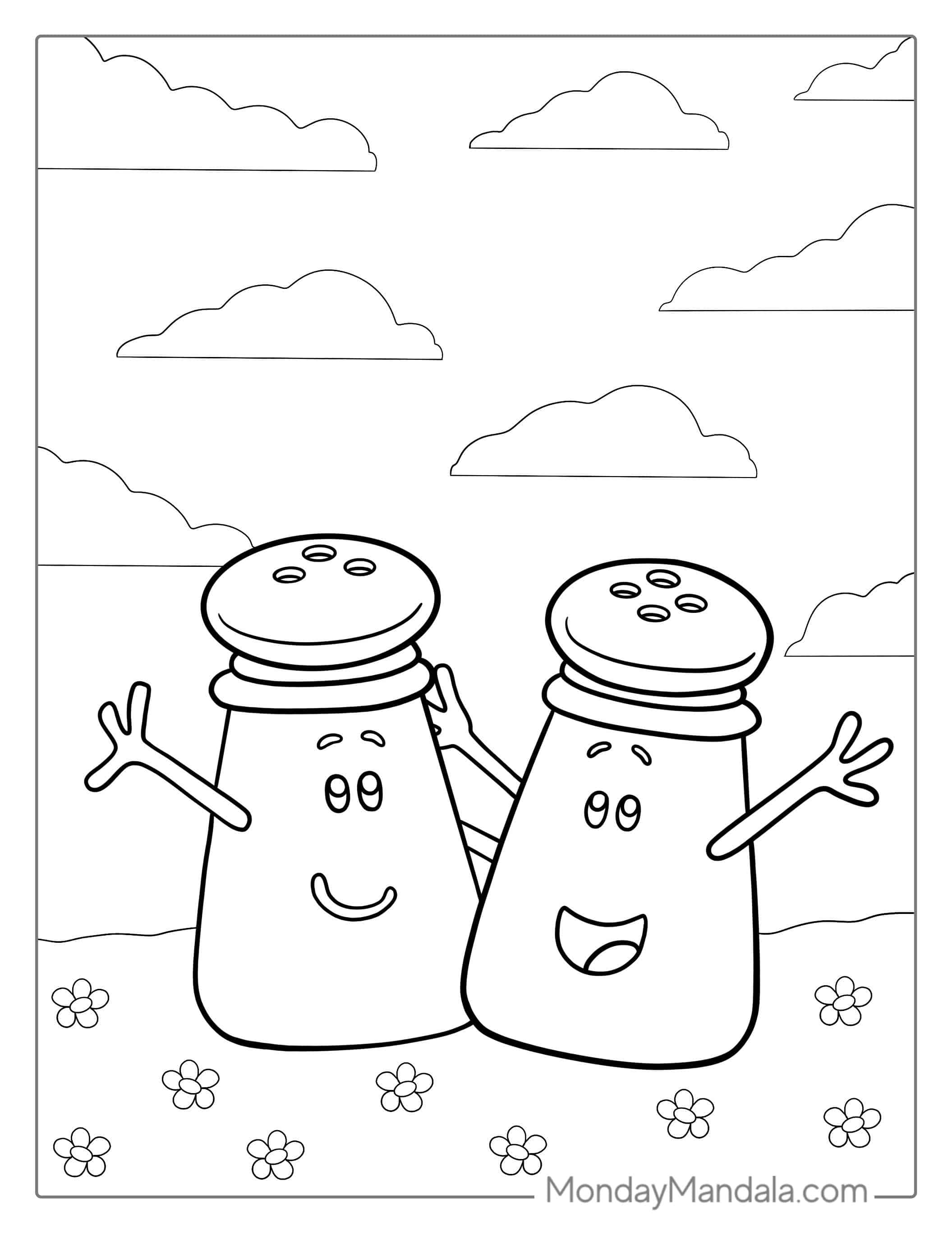 Coloring Sheet Of Mr Salt and Mrs Pepper coloring page — printable line art
