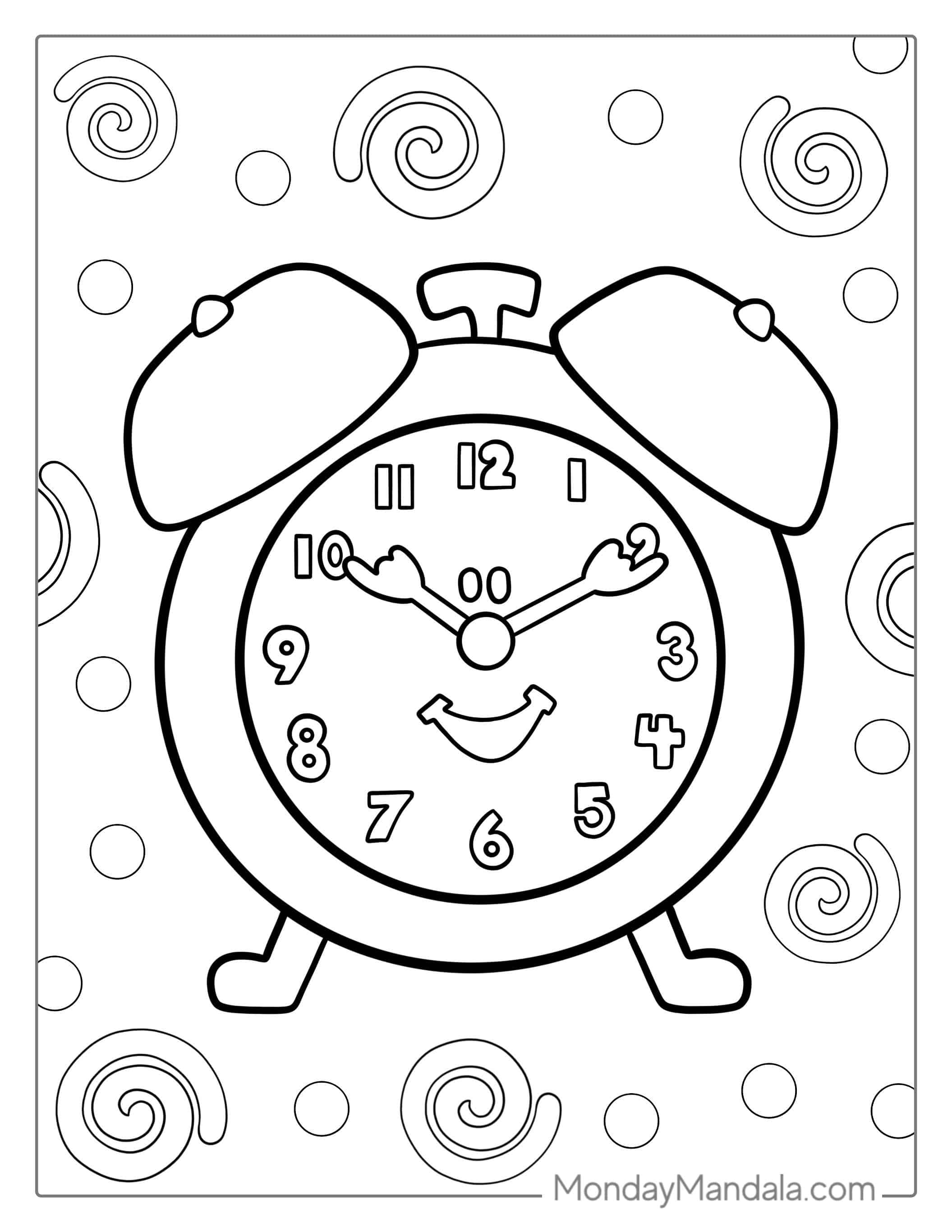 Tickety Tock Clock Coloring Page coloring page