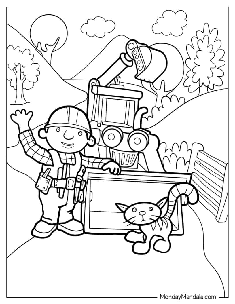 Bob With Scoop And Pilchard coloring page