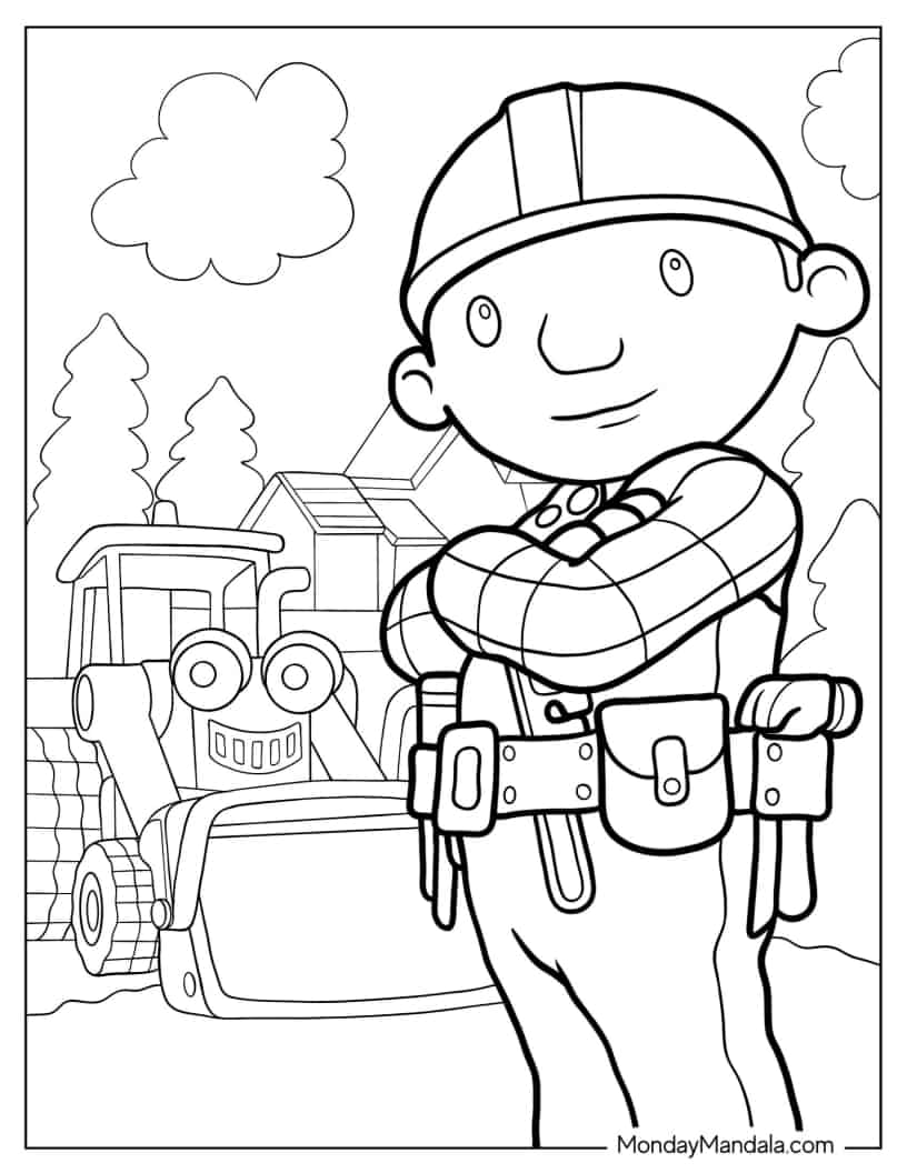 Coloring Page Of Bob With Scoop In Background coloring page