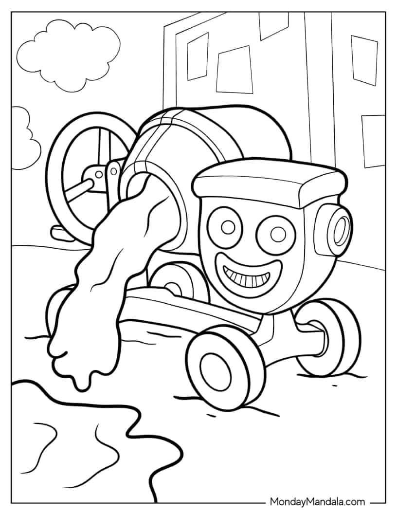 Coloring Sheet Of Dizzy The Cement Mixer coloring page