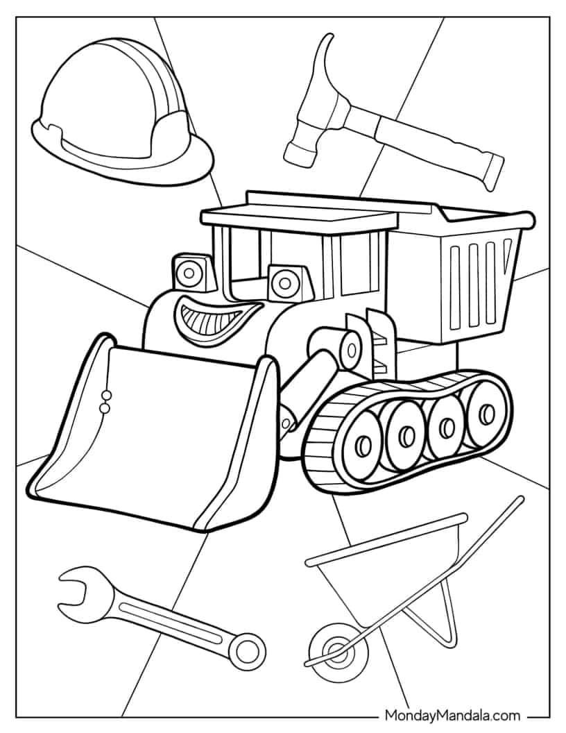 Cute Muck The Bulldozer Coloring Sheet coloring page
