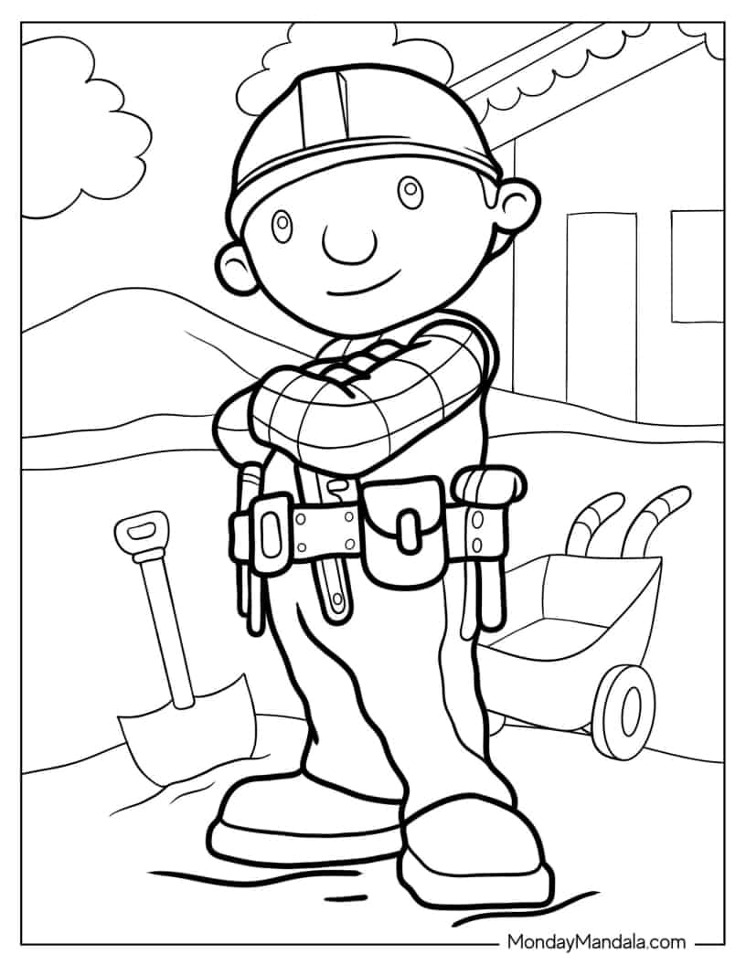 Kawaii Bob The Builder Coloring Sheet coloring page