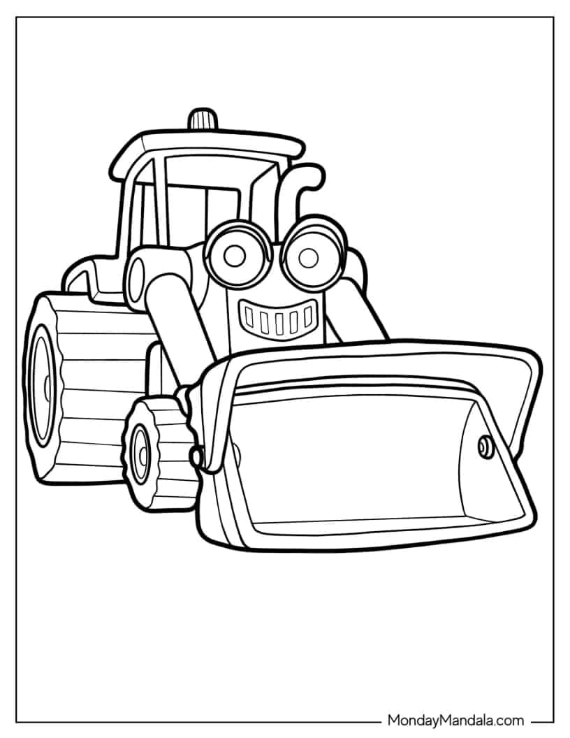 Scoop The Backhoe Loader coloring page