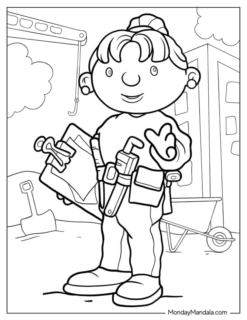 Wendy With Clipboard And Tools coloring page