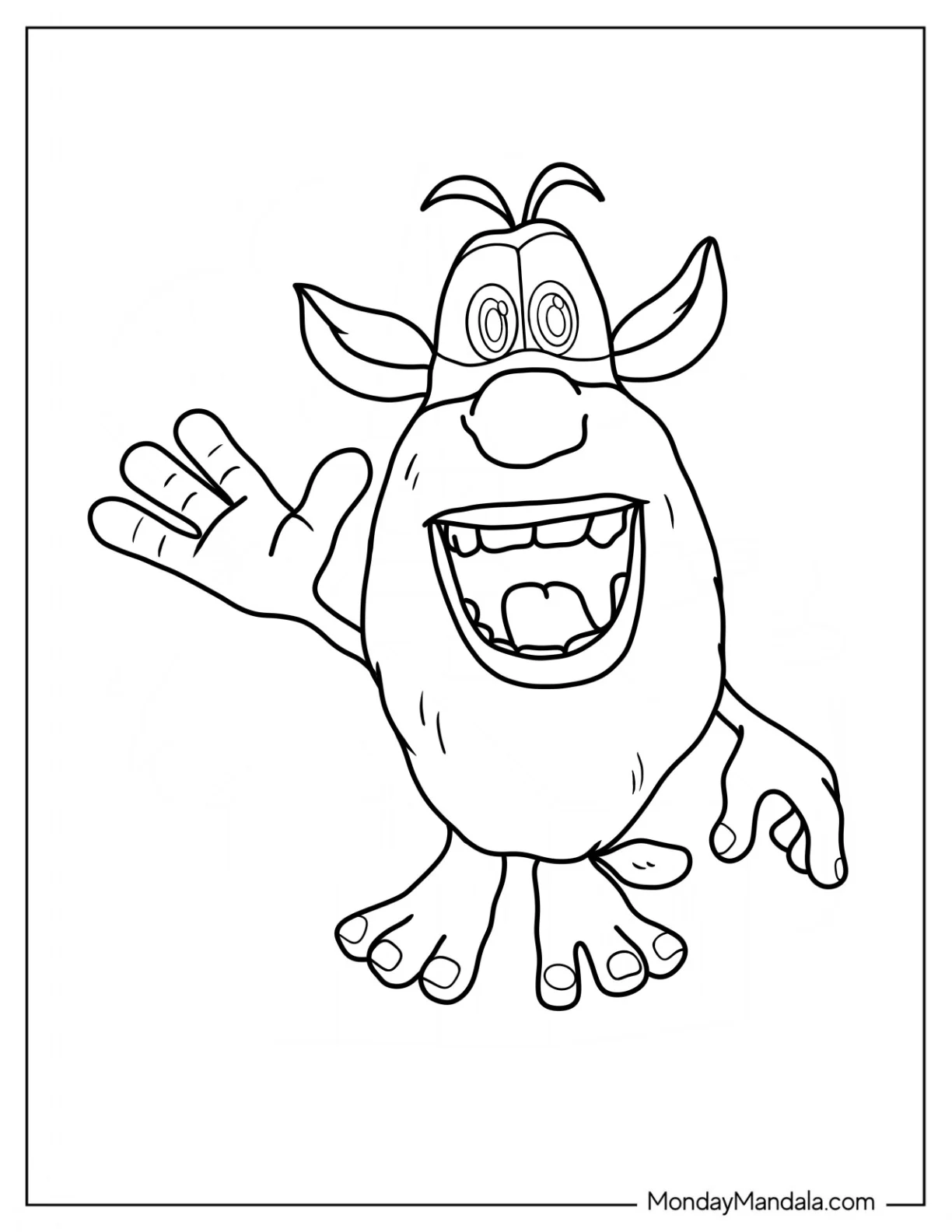 Booba Coloring Page Waving For Kids coloring page