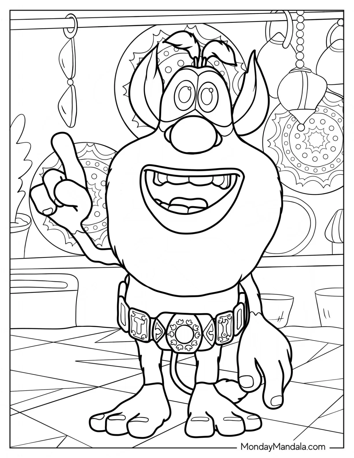 Booba Coloring Page Wearing A Golden Belt coloring page