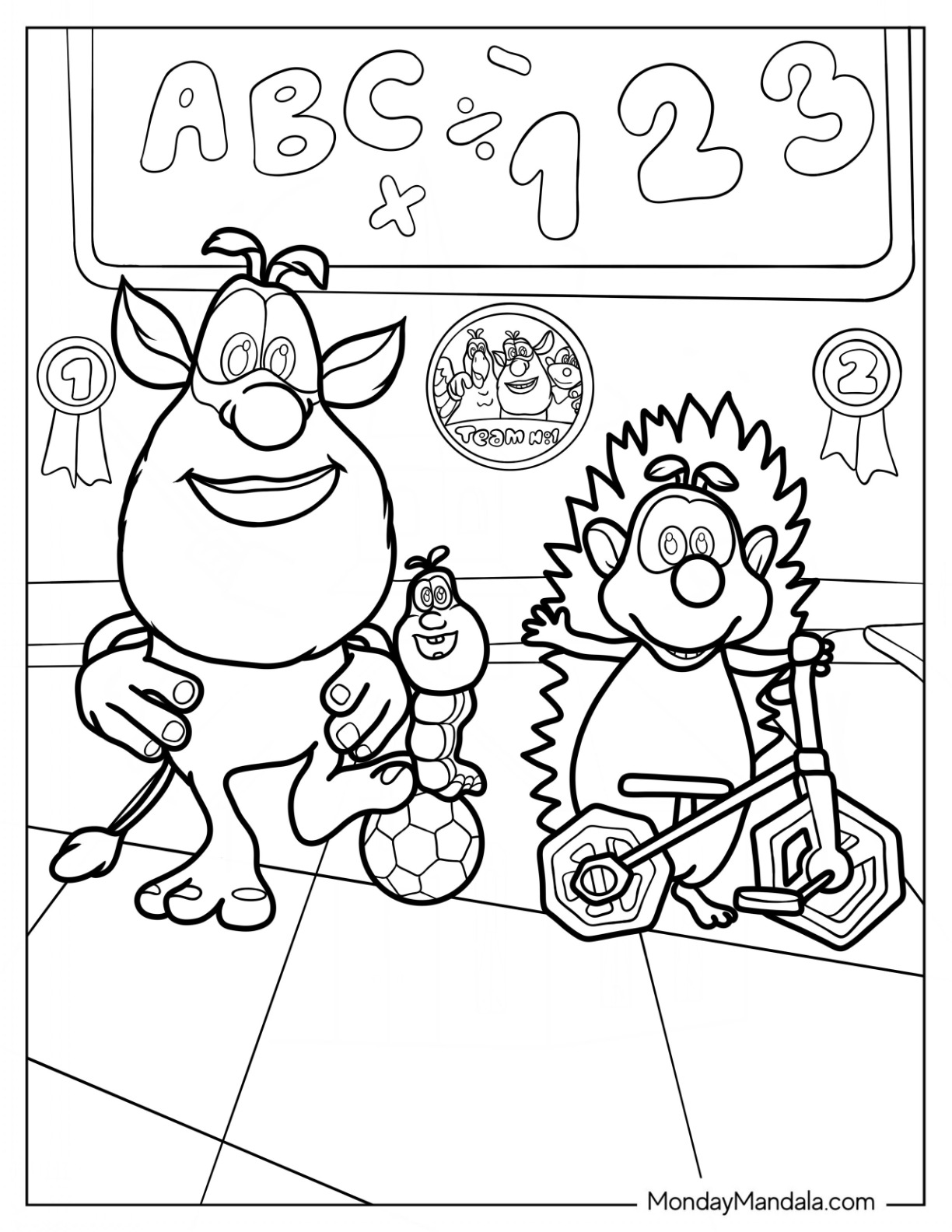 Booba Coloring Page With Dooda And Spike coloring page