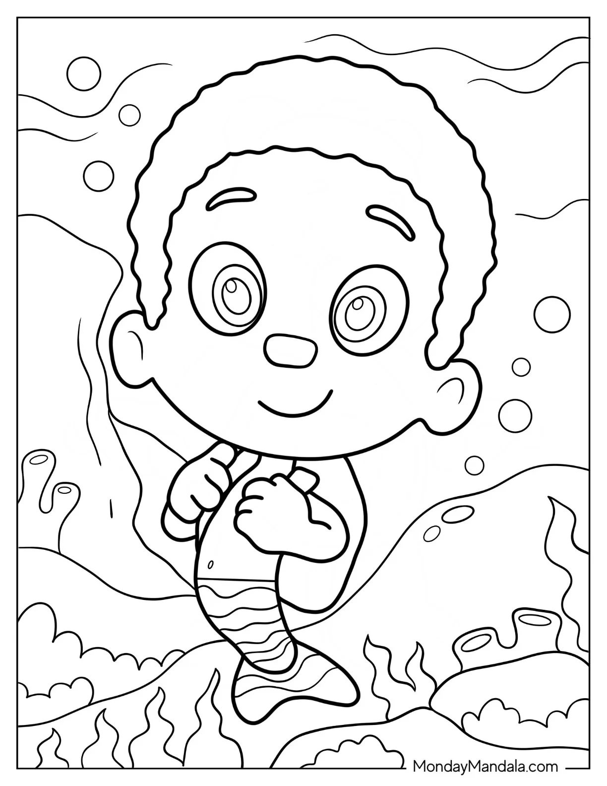 Bubble Guppies Coloring Page Of Cute Goby With Backpack coloring page