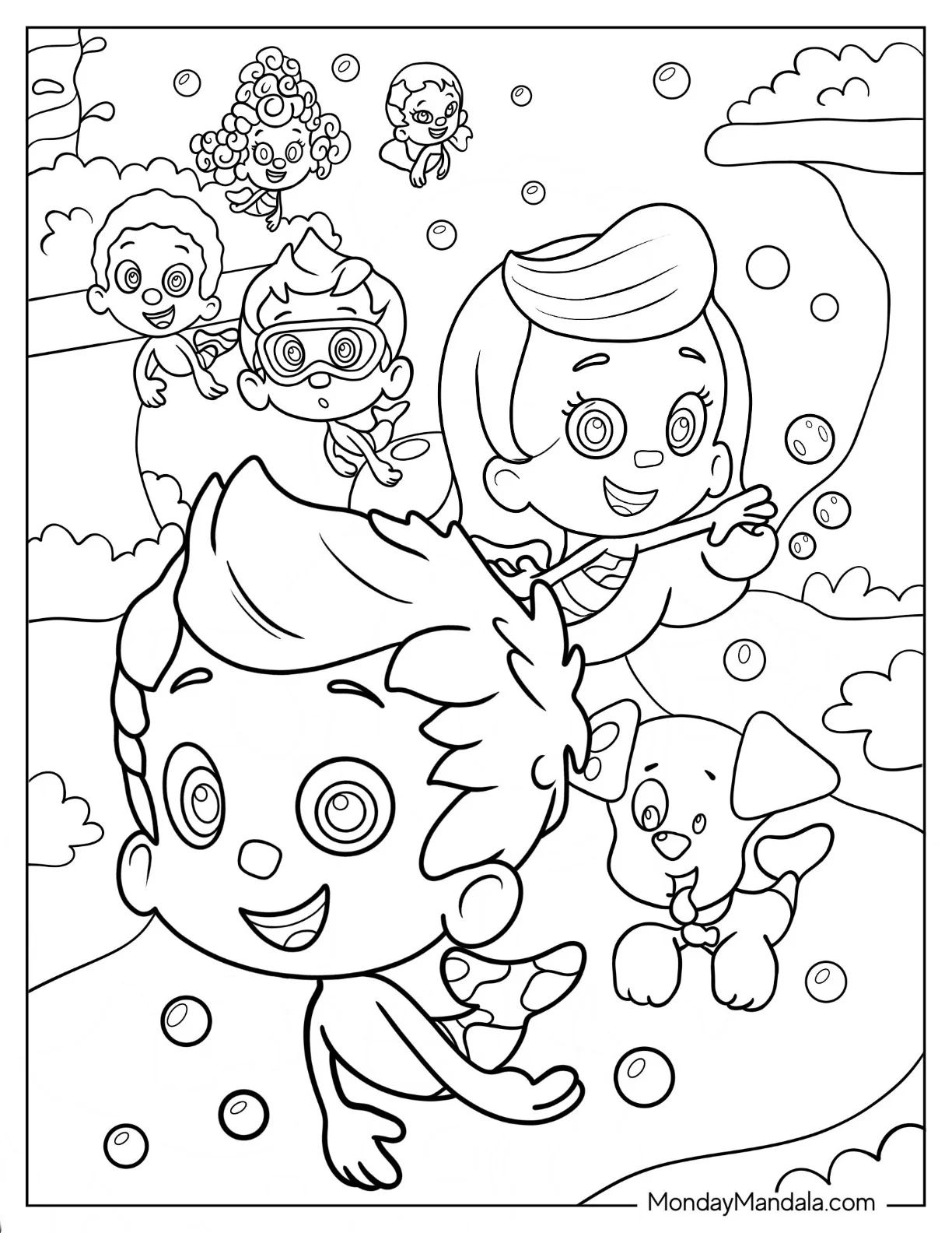 Bubble Guppies Coloring Page Of Detailed Bubble Guppies Friends Playing coloring page