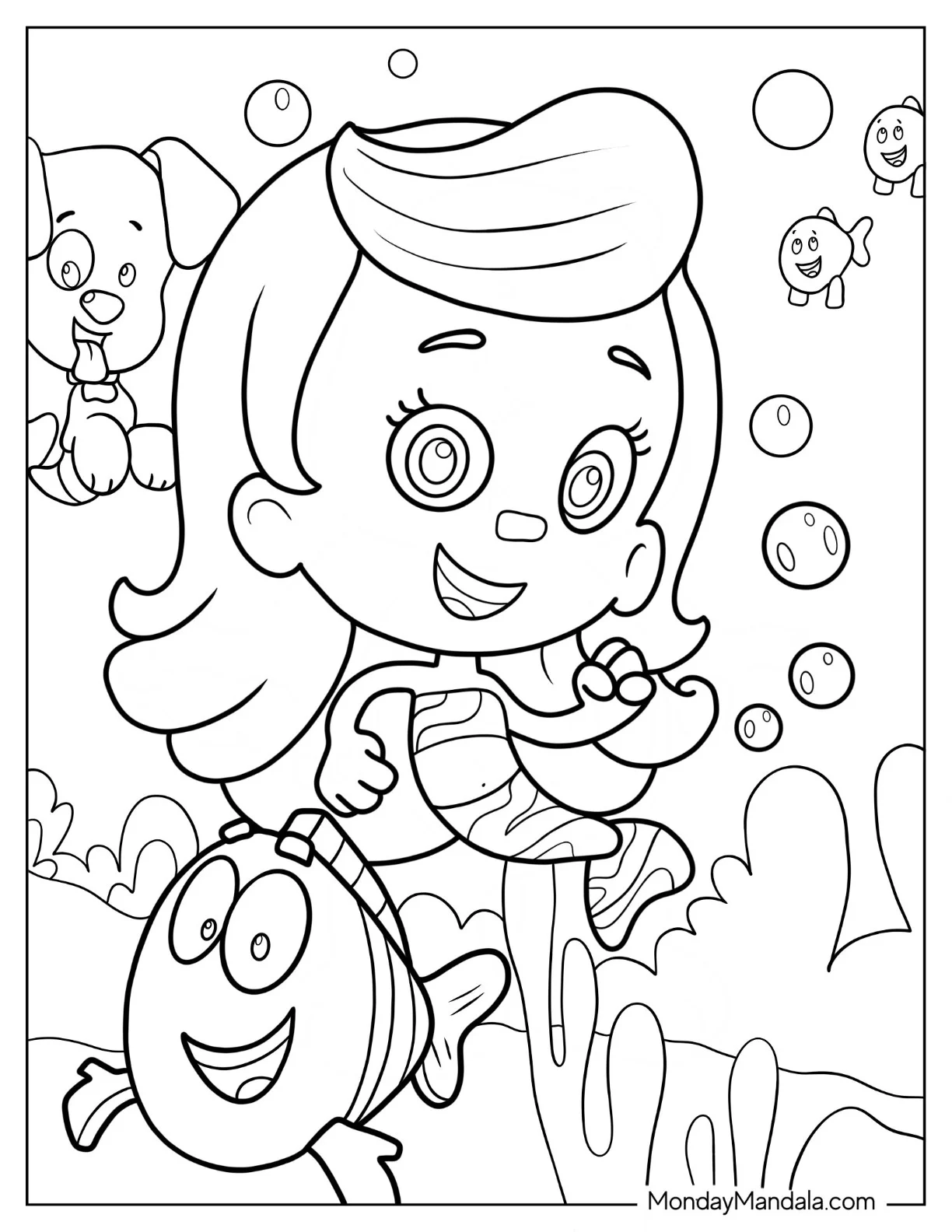 Bubble Guppies Coloring Page Of Molly Dancing With Mr. Grouper coloring page