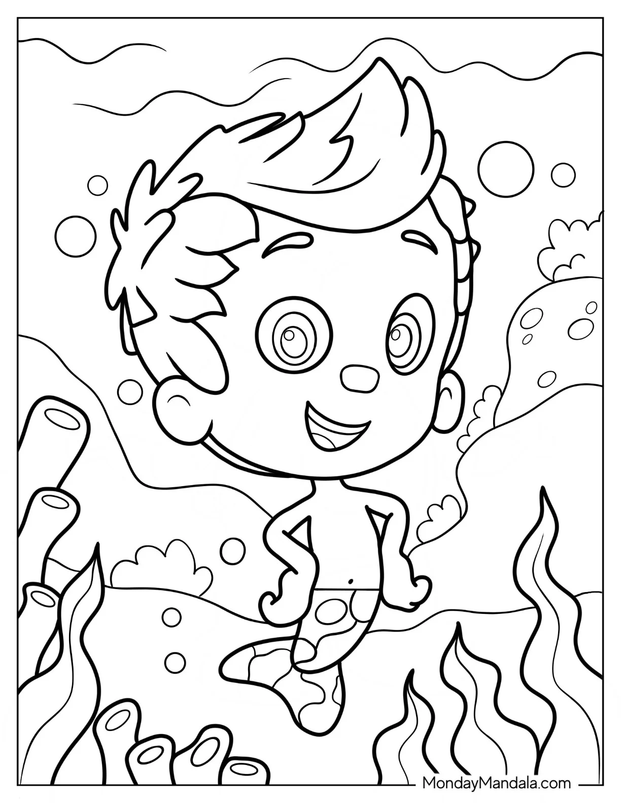 Bubble Guppies Coloring Page Of Simple Gil For Kids coloring page