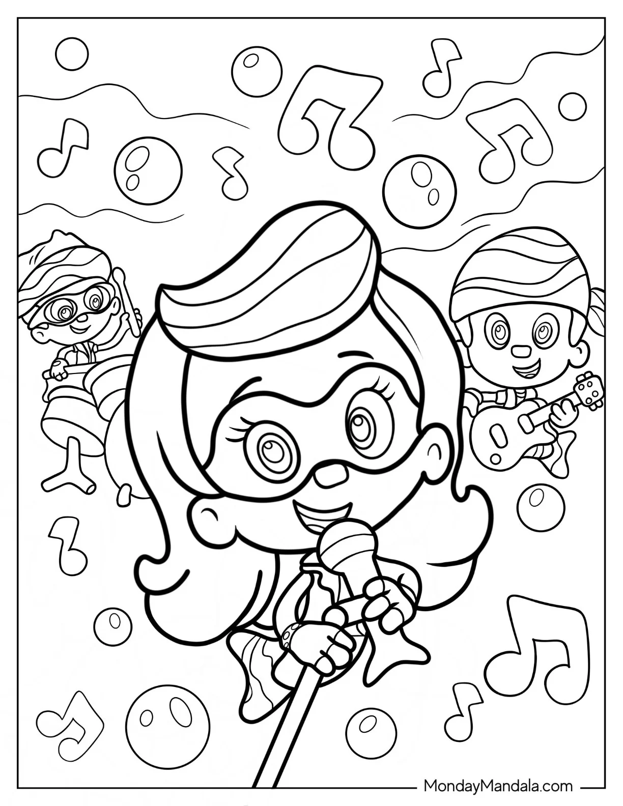 Molly Singing In Band Bubble Guppies Coloring Page coloring page