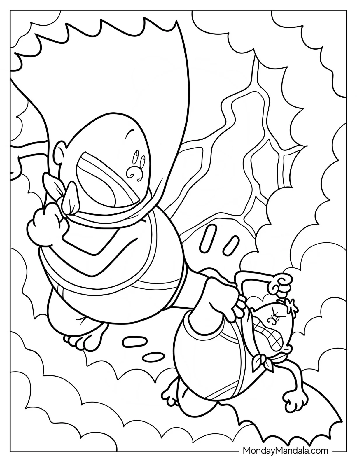 Captain Underpants Coloring Page Fighting Mr. Krupp In The Sky coloring page