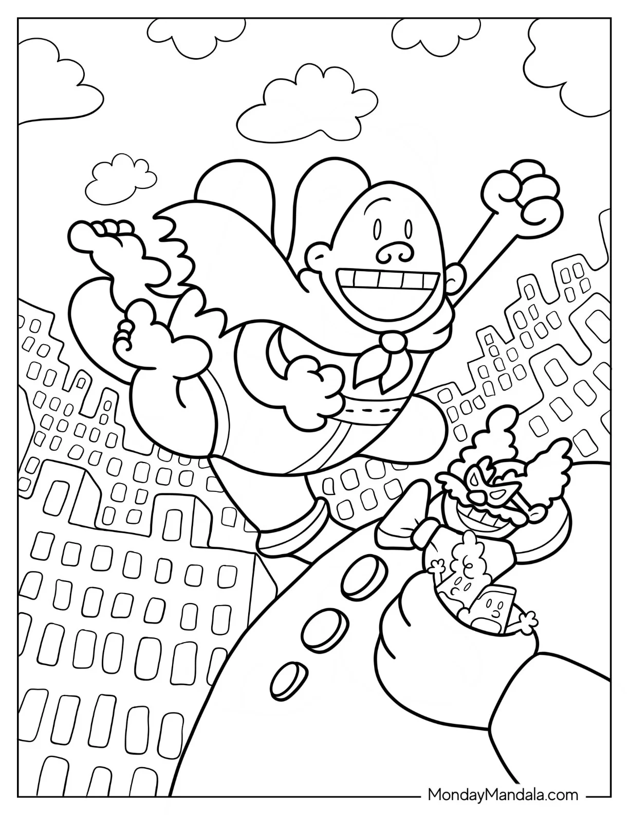 Captain Underpants Coloring Page Fighting Tippy Tinkletrousers coloring page