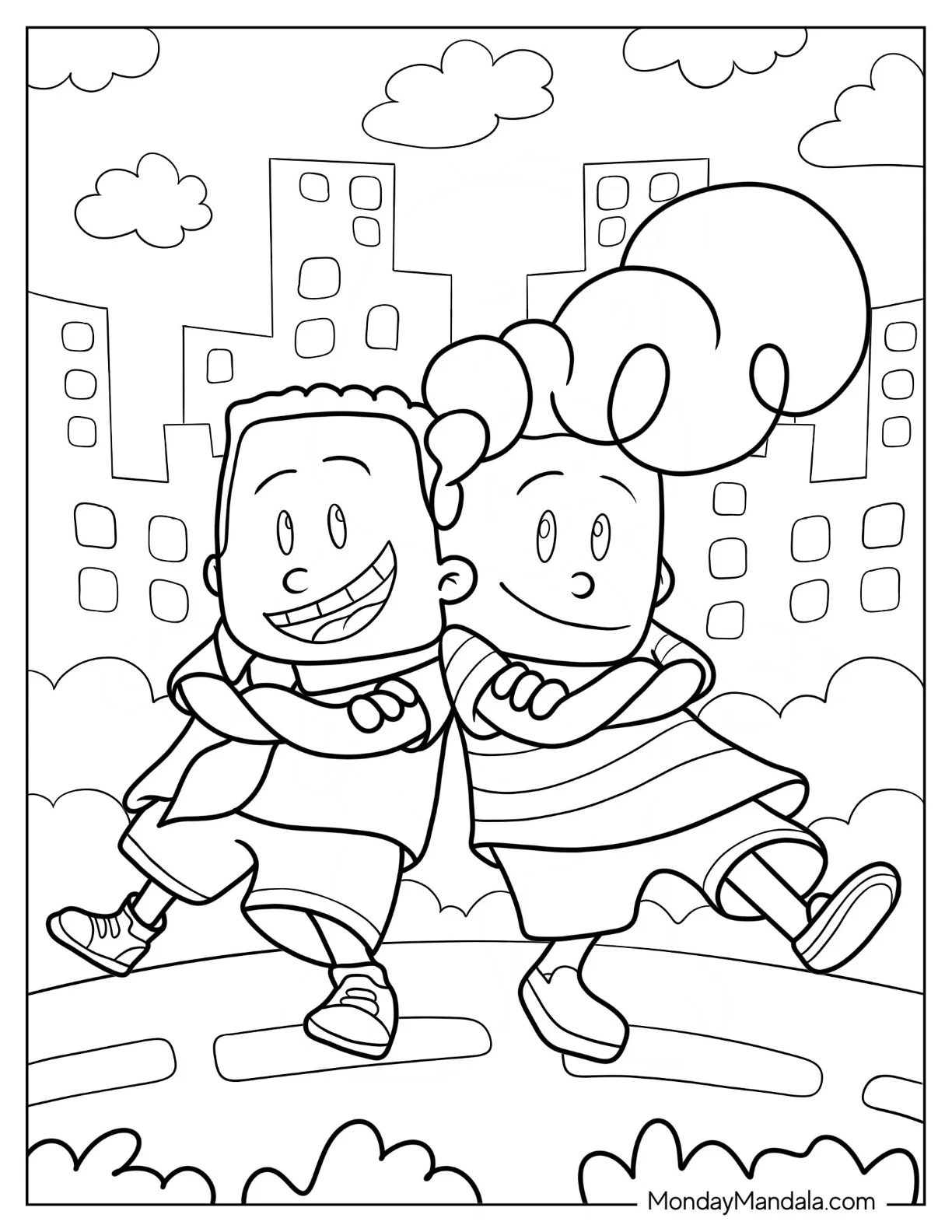 Captain Underpants Coloring Page Of Harold And George Back to Back For Preschoolers coloring page
