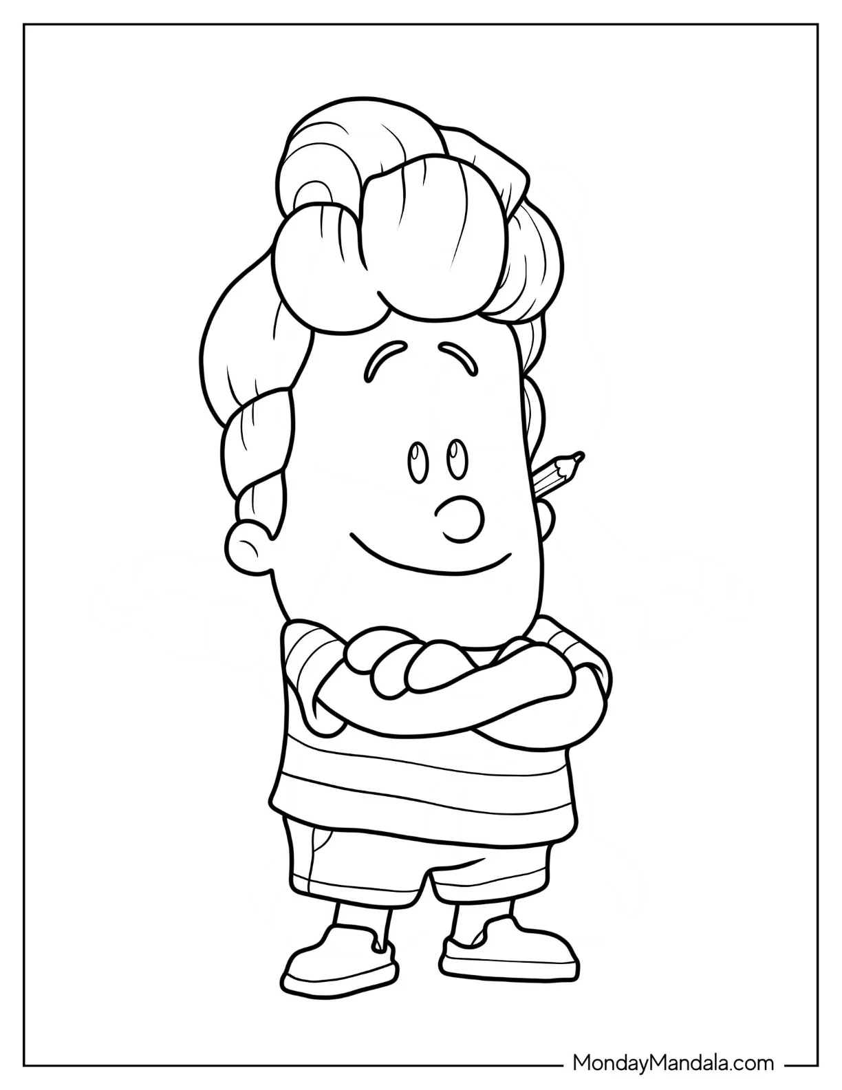 Captain Underpants Coloring Page Of Harold With His Arms Crossed For Kids coloring page — printable line art
