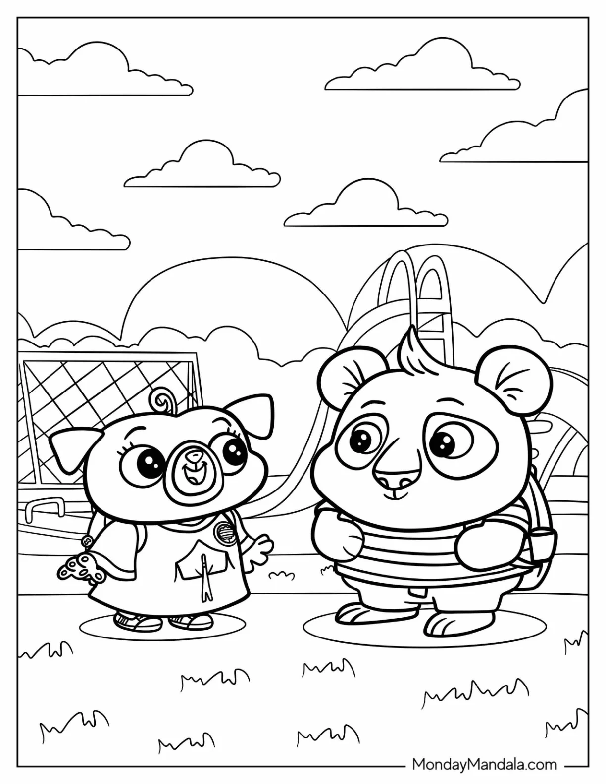 Chip And Nico In The Playground coloring page