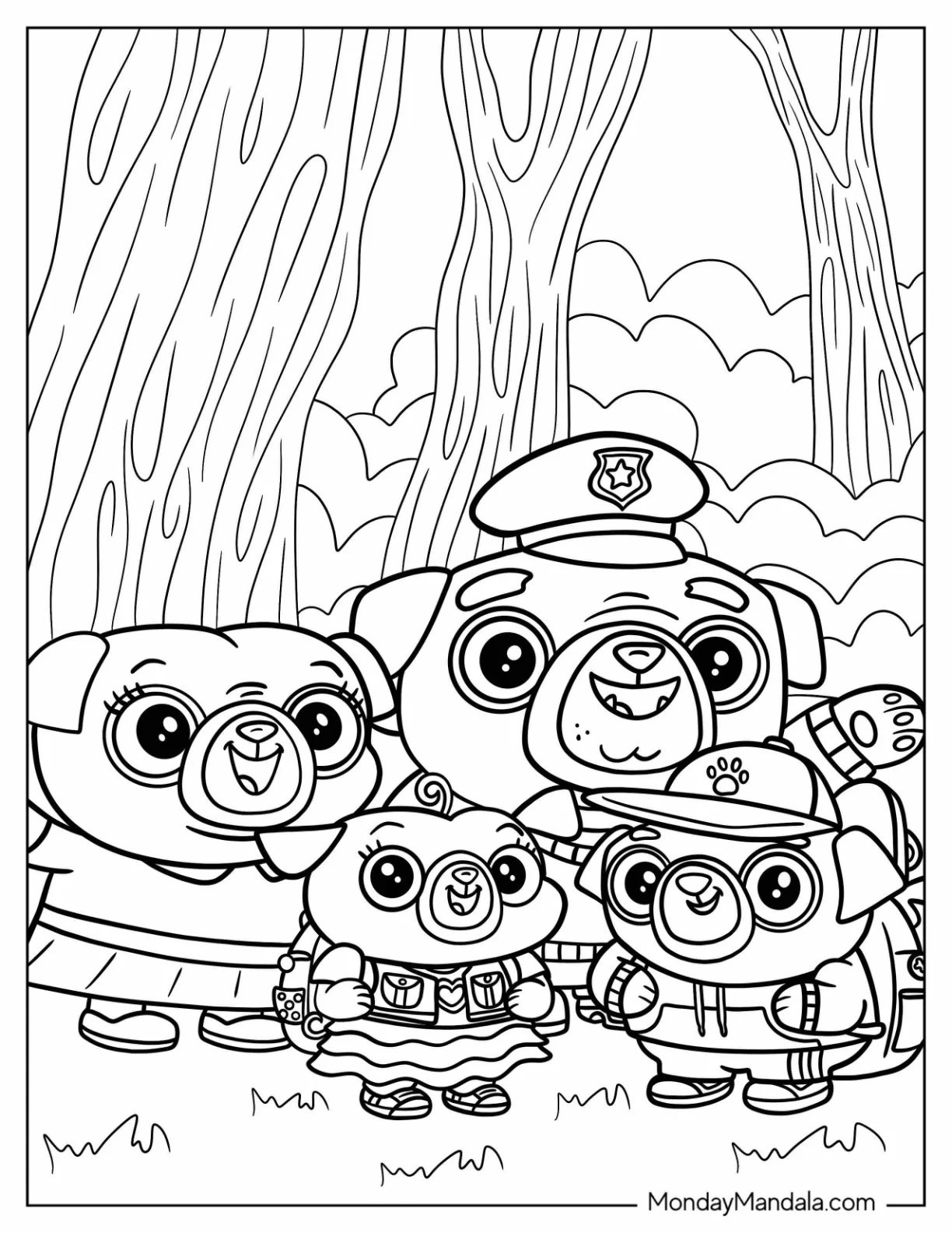 Little Momma, Little Poppa, Chip, And Spud Coloring Page coloring page — printable line art