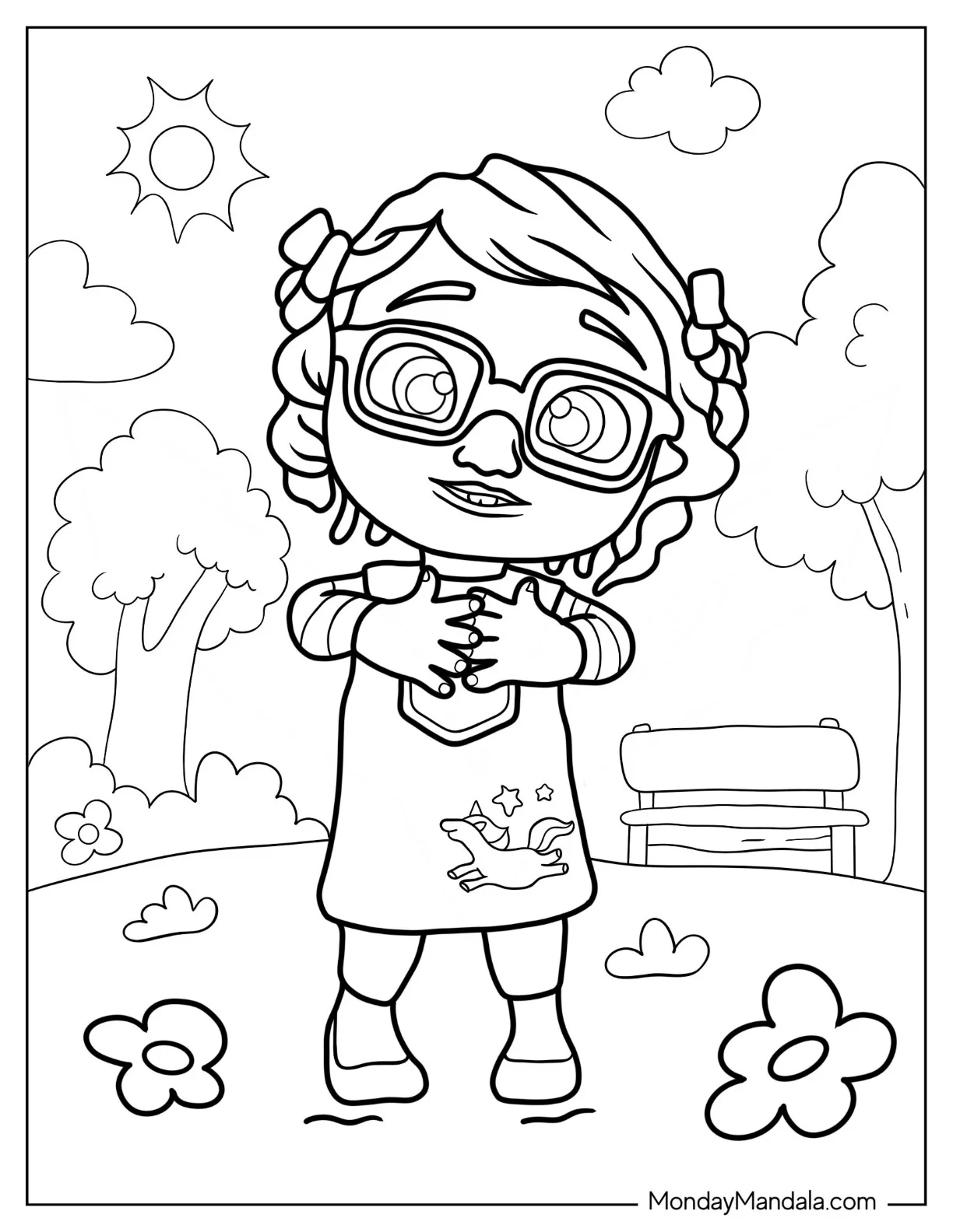 CoComelon Coloring Page of Bella In A Park coloring page