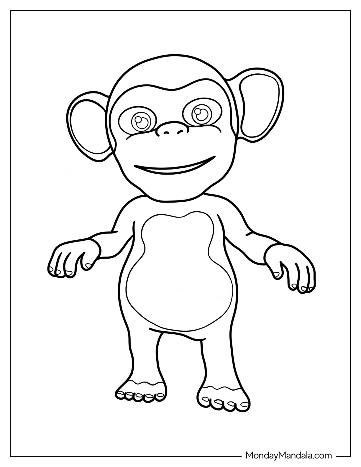 CoComelon Coloring Page of Cute Mochi The Monkey coloring page