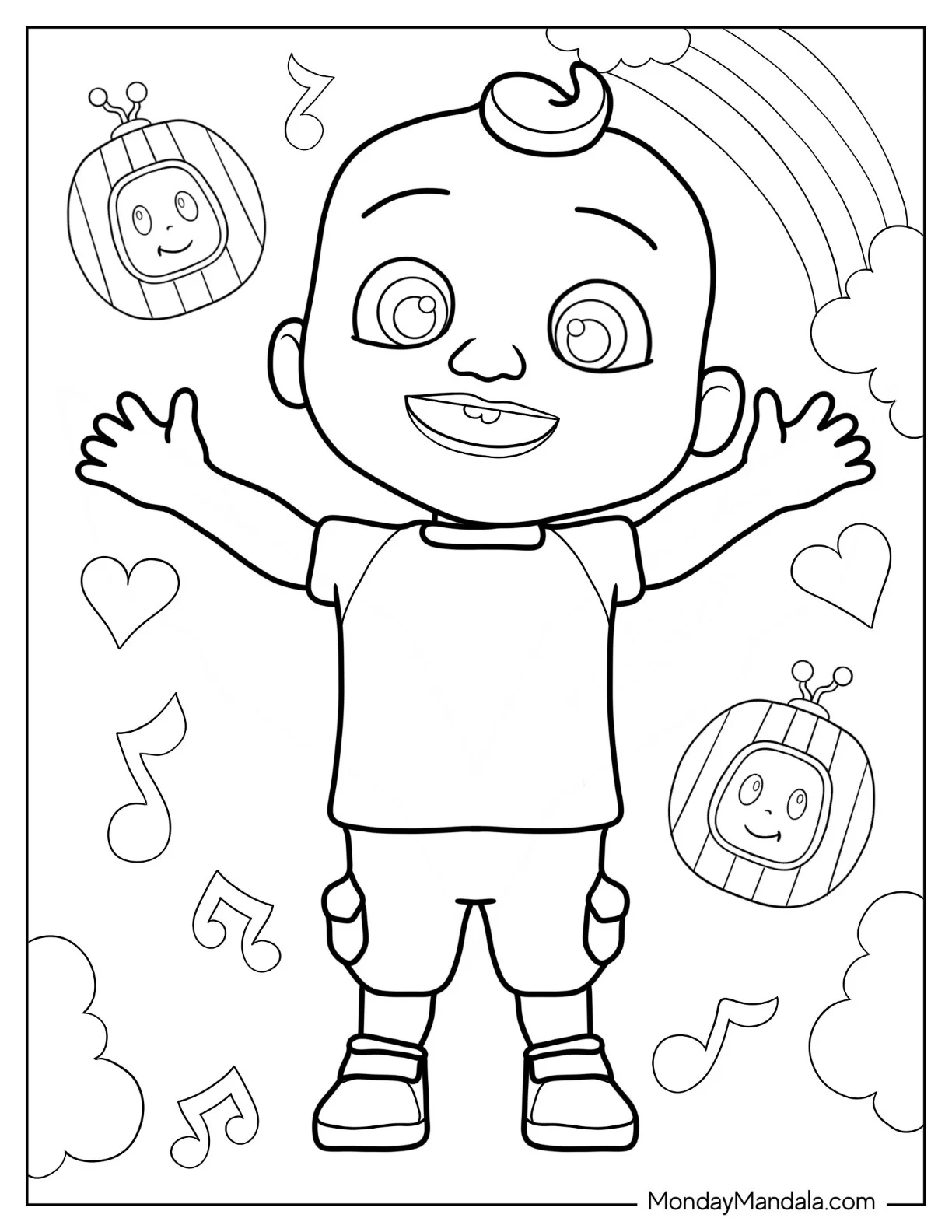 CoComelon Coloring Page of Happy JJ coloring page