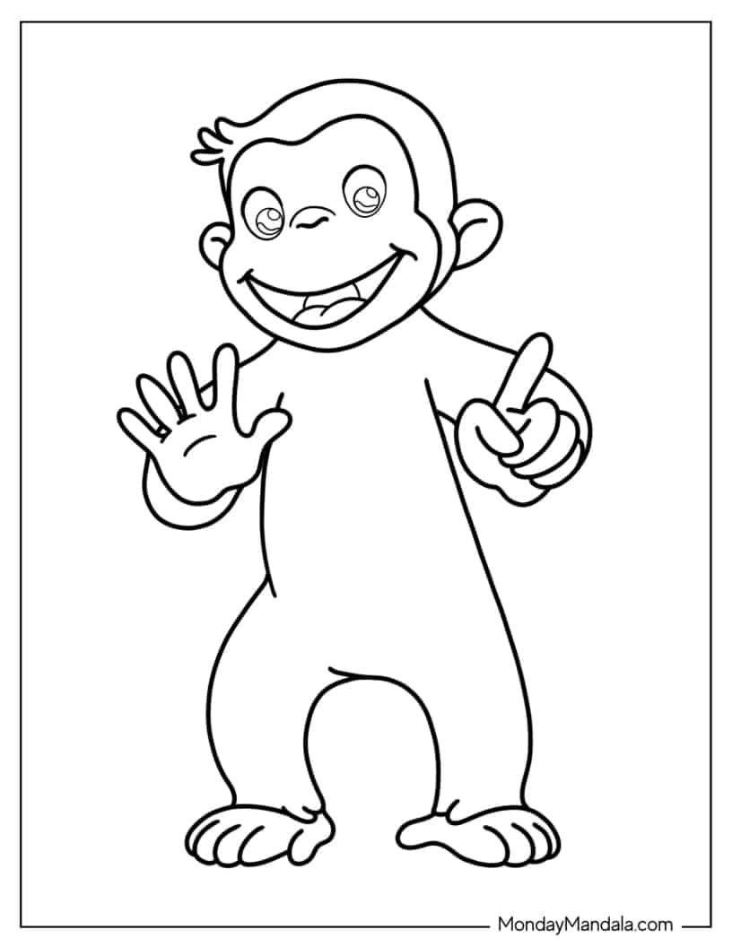 Easy Outline Of Curious George coloring page