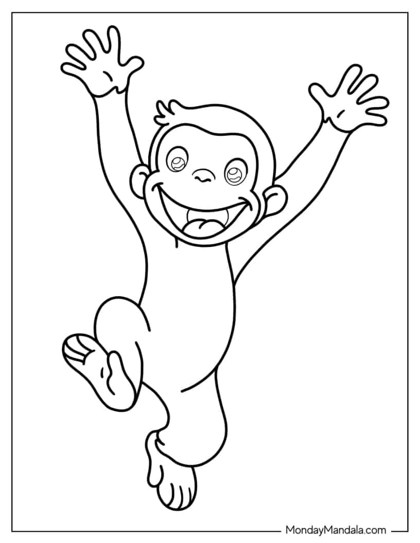 Simple Outline Of Curious George For Preschoolers coloring page