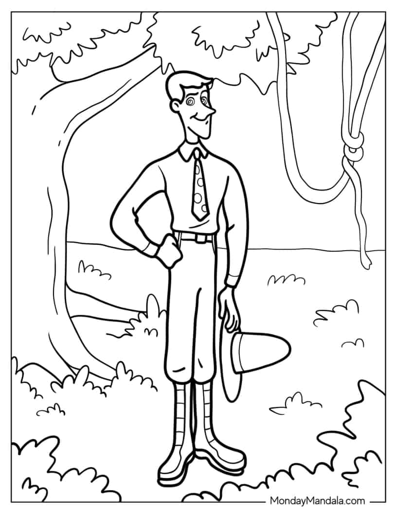 The Man In The Yellow Hat To Color coloring page — printable line art