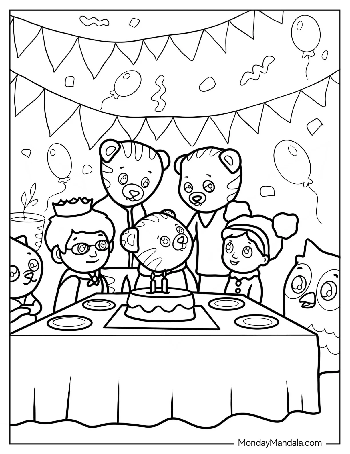 Daniel Tiger Coloring Page Celebrating Birthday coloring page