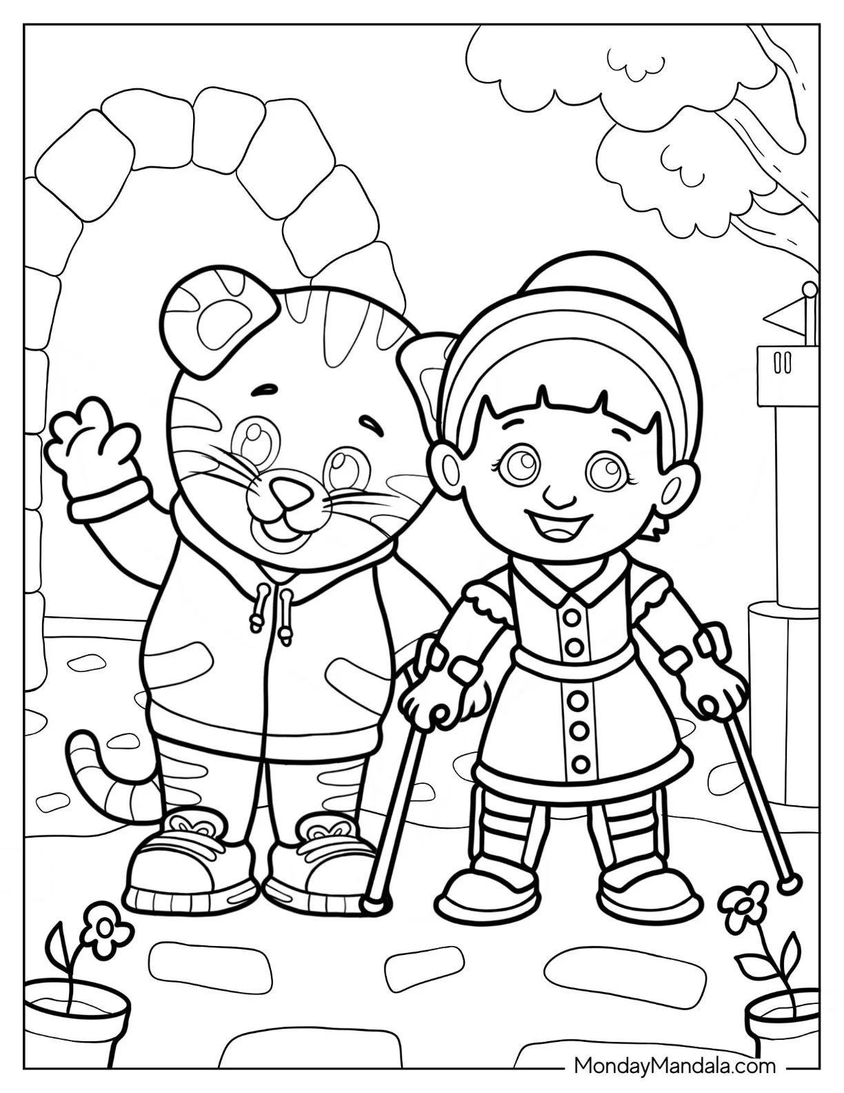Daniel Tiger Coloring Page Helping Chrissie coloring page