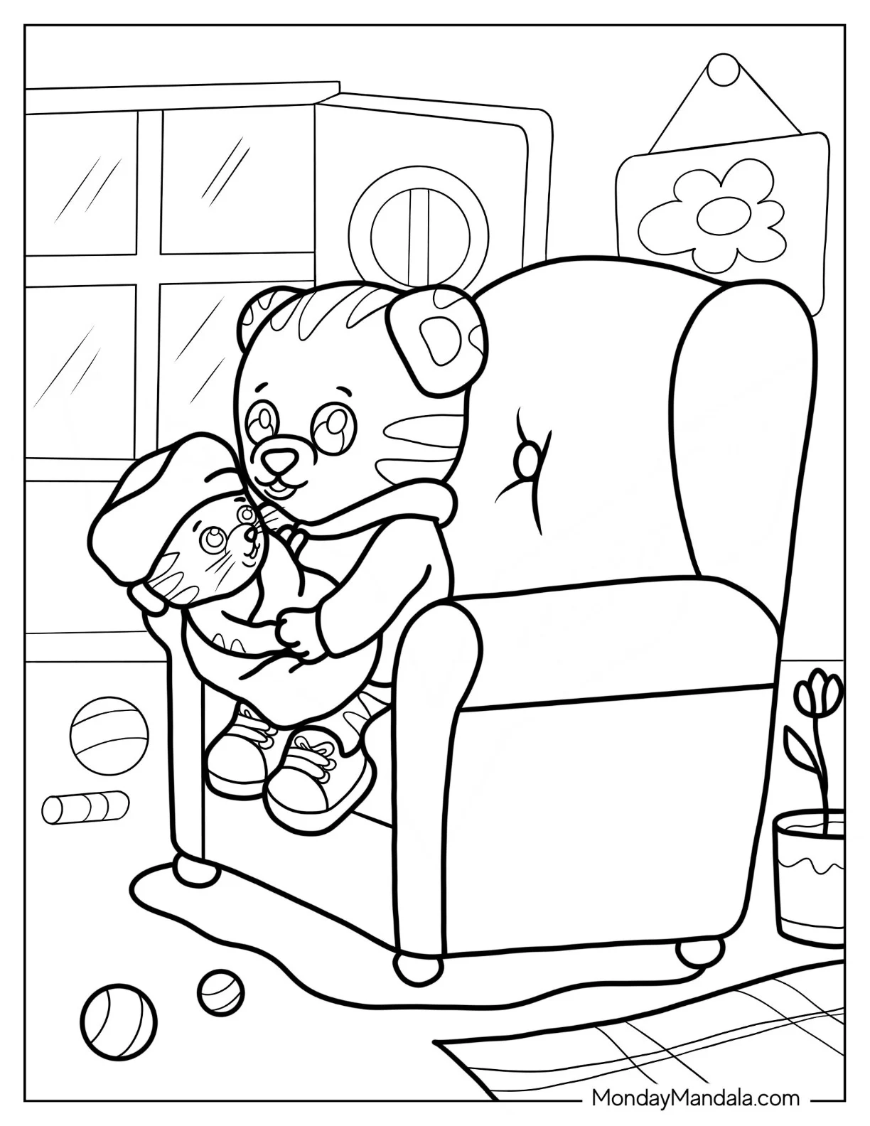 Daniel Tiger Coloring Page Holding Baby Margaret Tiger coloring page