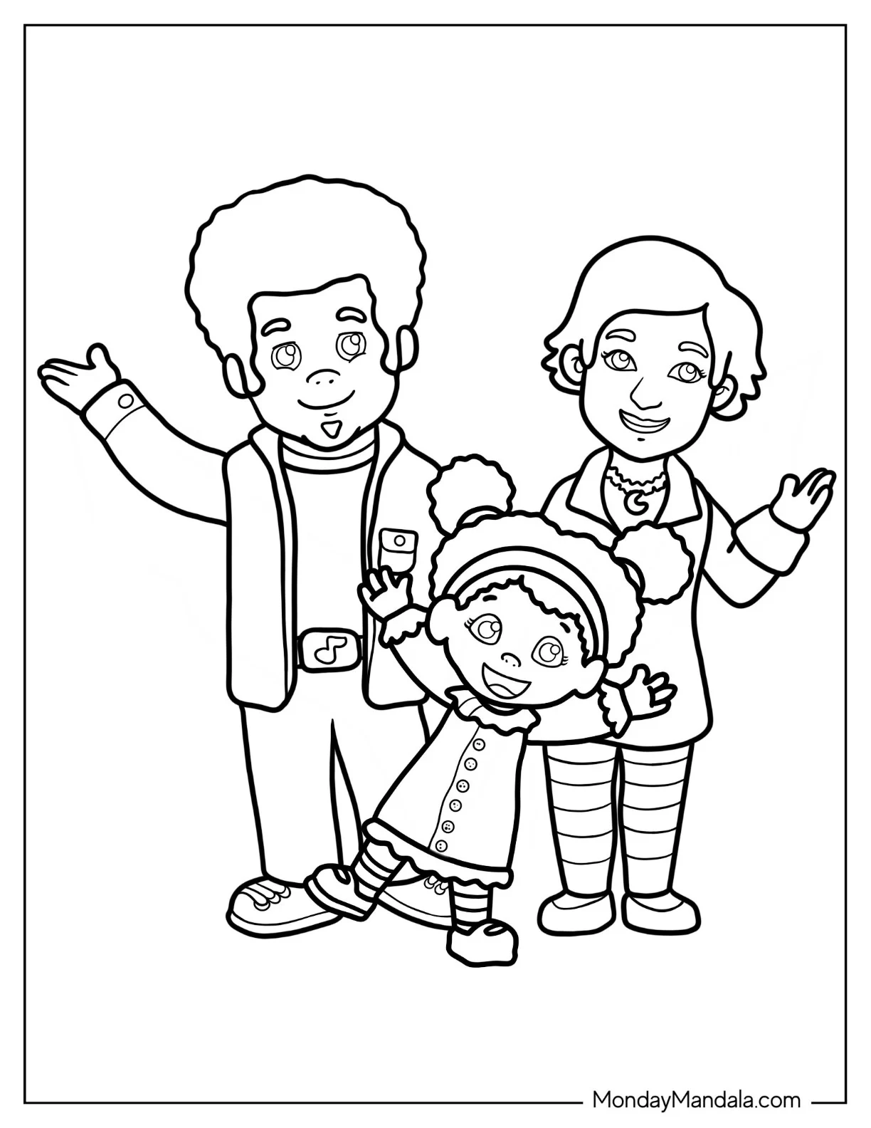 Daniel Tiger Coloring Page of  Miss Elaina With Lady Elaina And Music Man Stan coloring page