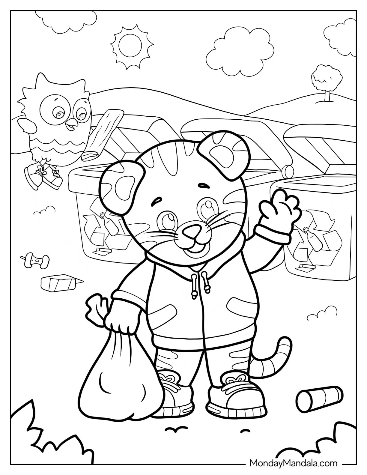 Daniel Tiger Coloring Page of Neighborhood Loot Bags coloring page